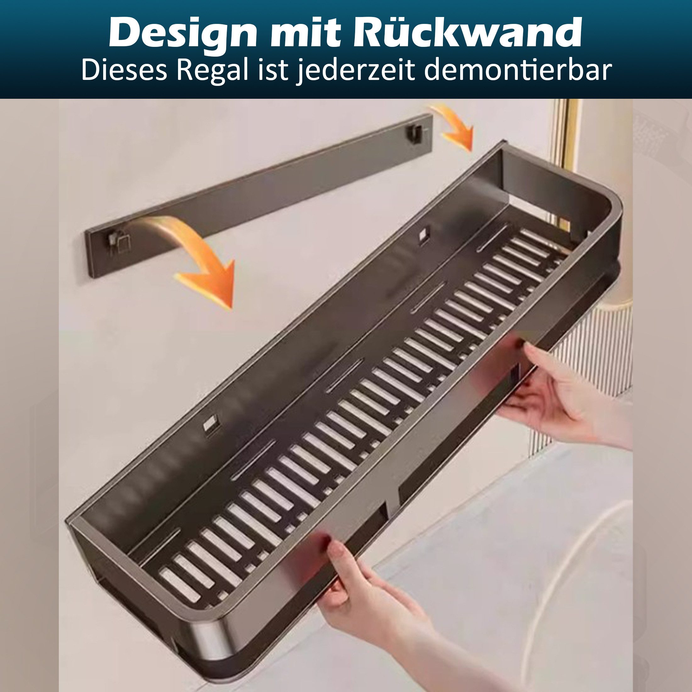 ibettertec Duschablage Edelstahl Eckregal ohne Bohren,in Größen 30/40/50 cm,Duschkorb, Aluminium Rostfrei,Badezimmer Duschablage, Schwarzes Wandregal für Bad un – Bild 4 von 5