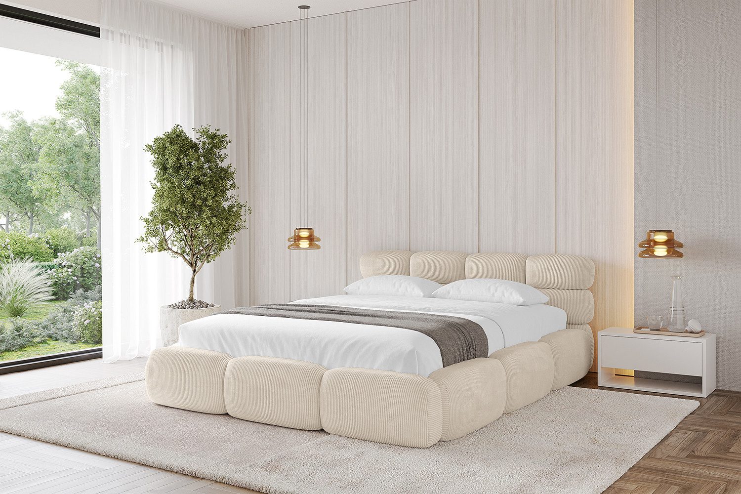 ALTDECOR Polsterbett NOMA-v1 (Polsterbett mit Bettkasten und Lattenrost, Boxbett mit Matratze), Doppelbett mit Stauraum, Bett mit Kopfteil