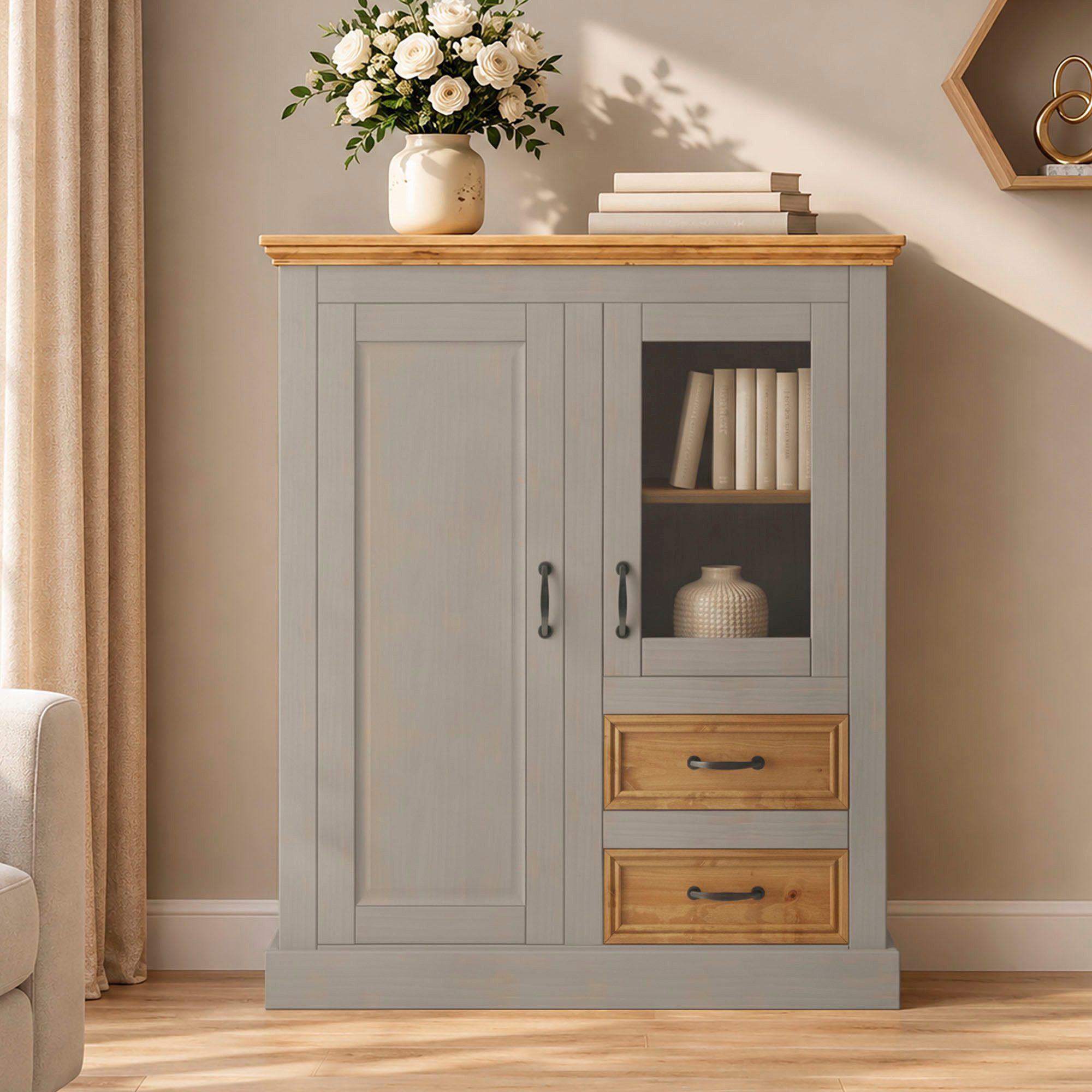 OTTO home Highboard Selma, Vitrine, Breite 100 cm