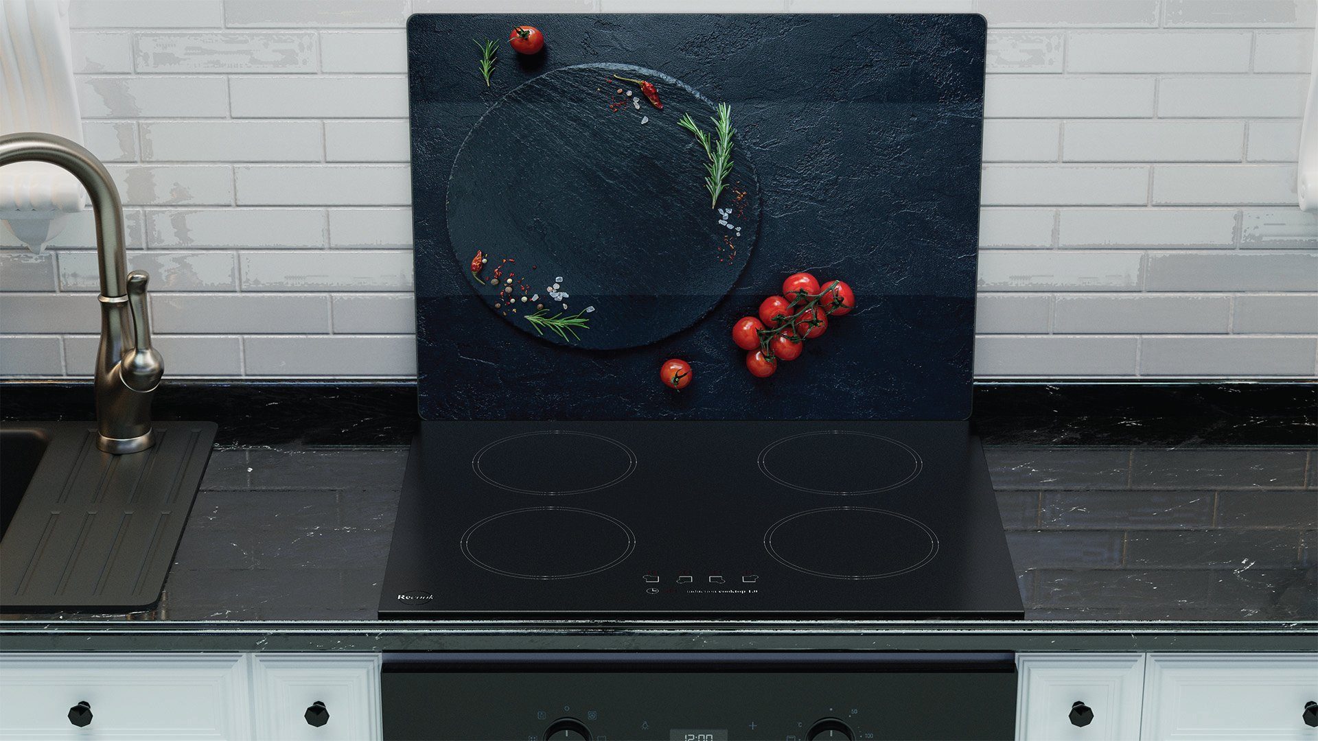 cm Schneidebrett Tomaten Arbeitsplatte 52×60 ALLboards Herdabdeckplatte Glas Schneidebrett
