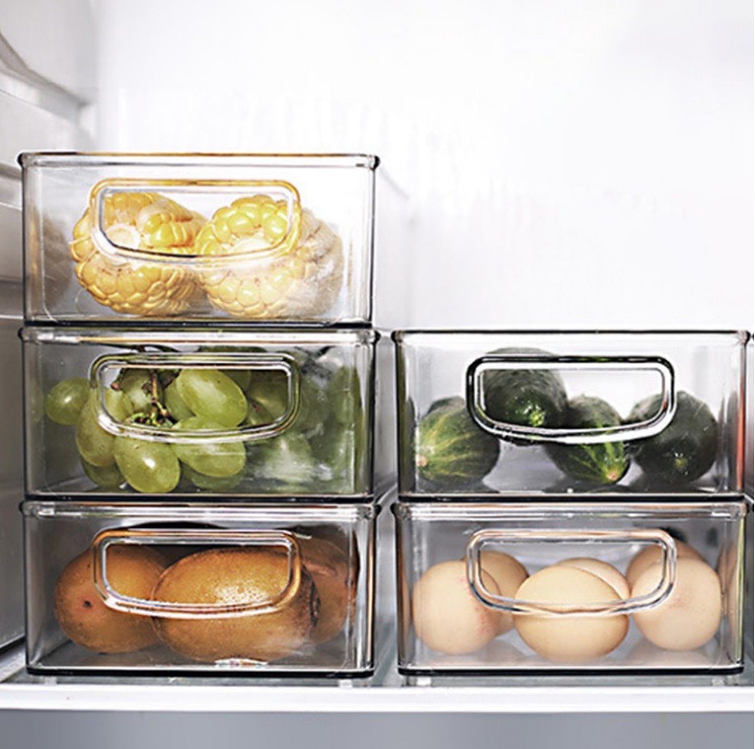 - die Aufbewahrungsbox Kühlschrank 4er Set Organizer Pizzaschneider für Stapelbar, BAYLI
