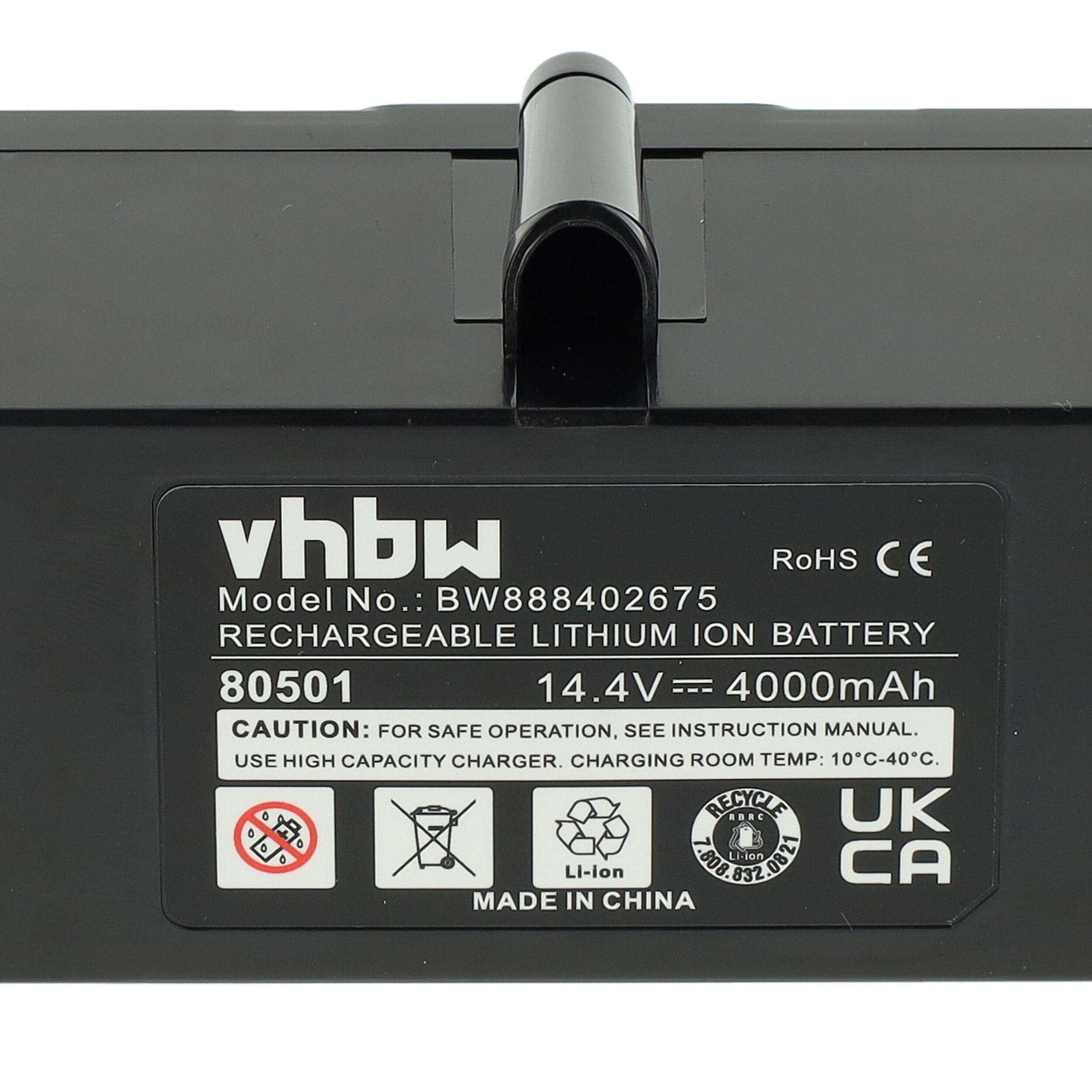 vhbw kompatibel mit Klarstein mAh R290 4000 Li-Ion Veluce V) Cleanfriend Staubsauger-Akku (14,4