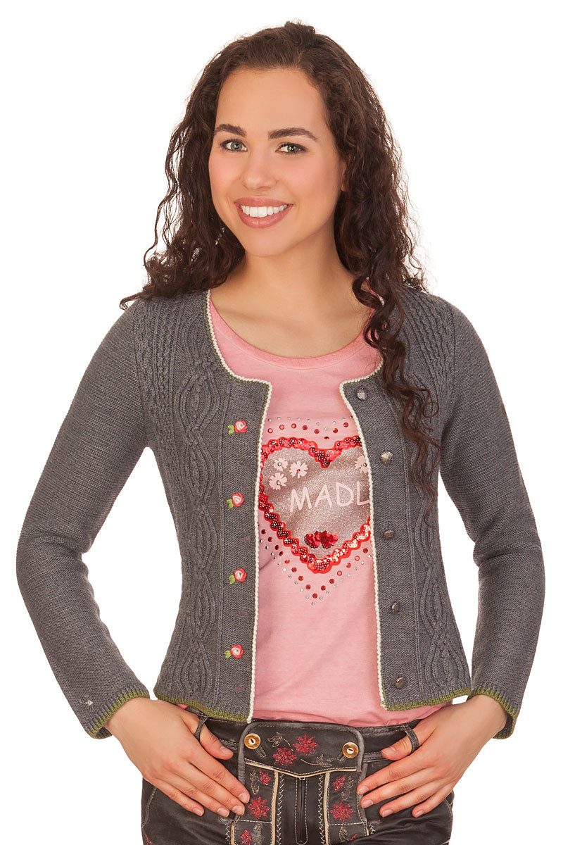 Trachtenjacke Trachten Strickjacke - FANCY - grau