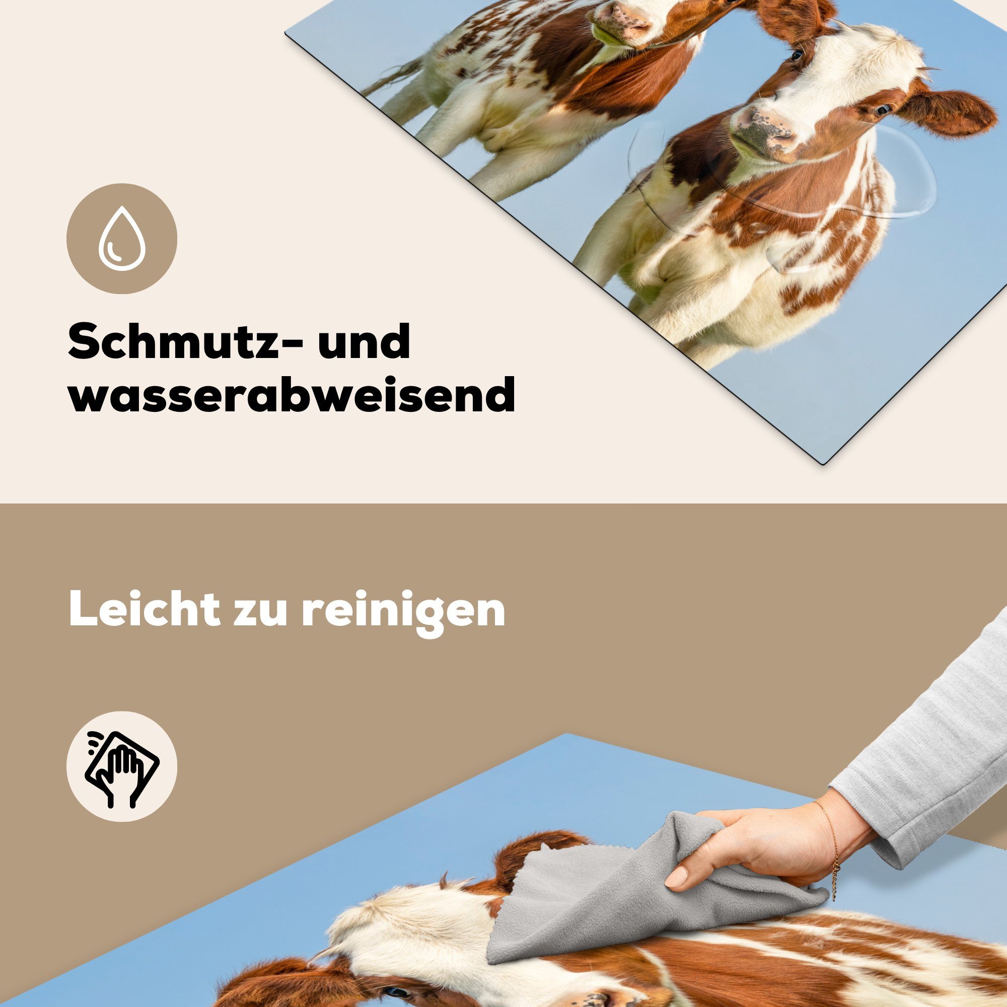 cm, Vinyl, MuchoWow Ceranfeldabdeckung Bauernhof Schutz Induktionskochfeld Kühe Tiere - - (1 - - 81x52 die küche, tlg), für Herdblende-/Abdeckplatte Himmel Porträt,