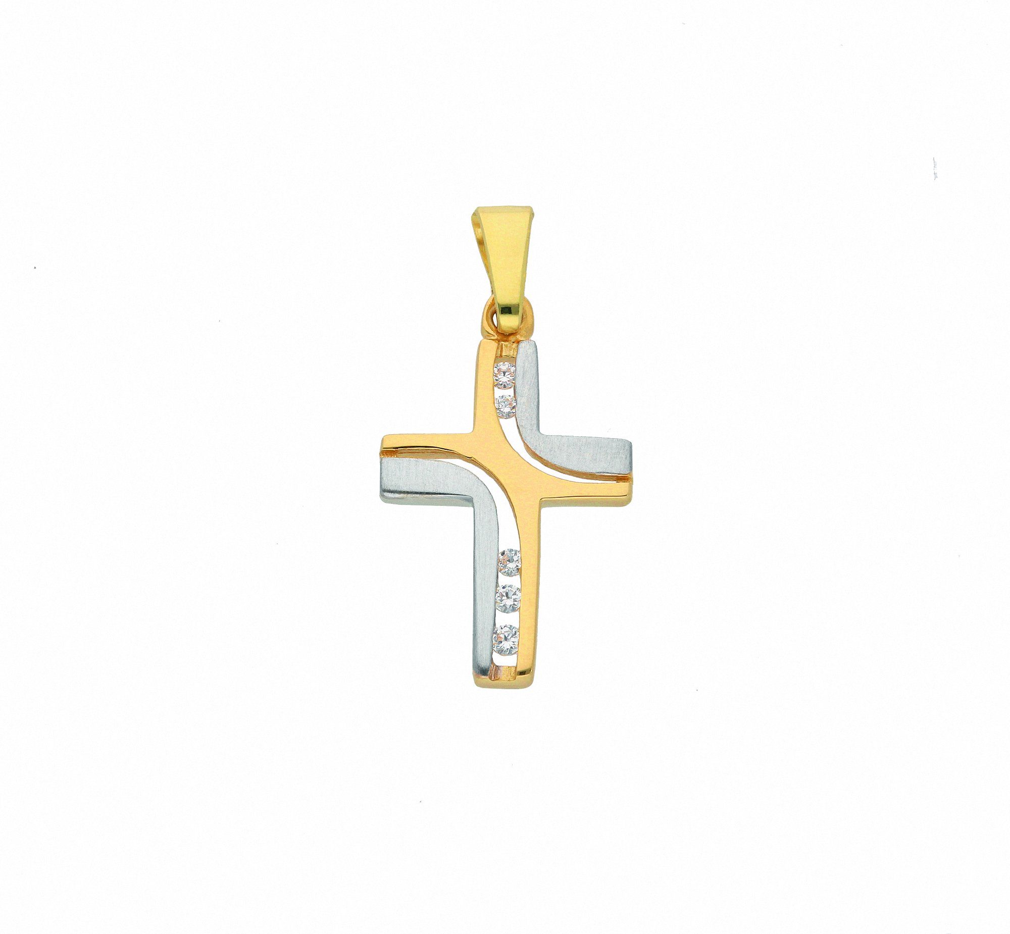 mit Kreuz Halskette - Set Kette ohne mit Gold Zirkonia, Anhänger 585 Adelia´s Schmuckset Anhänger