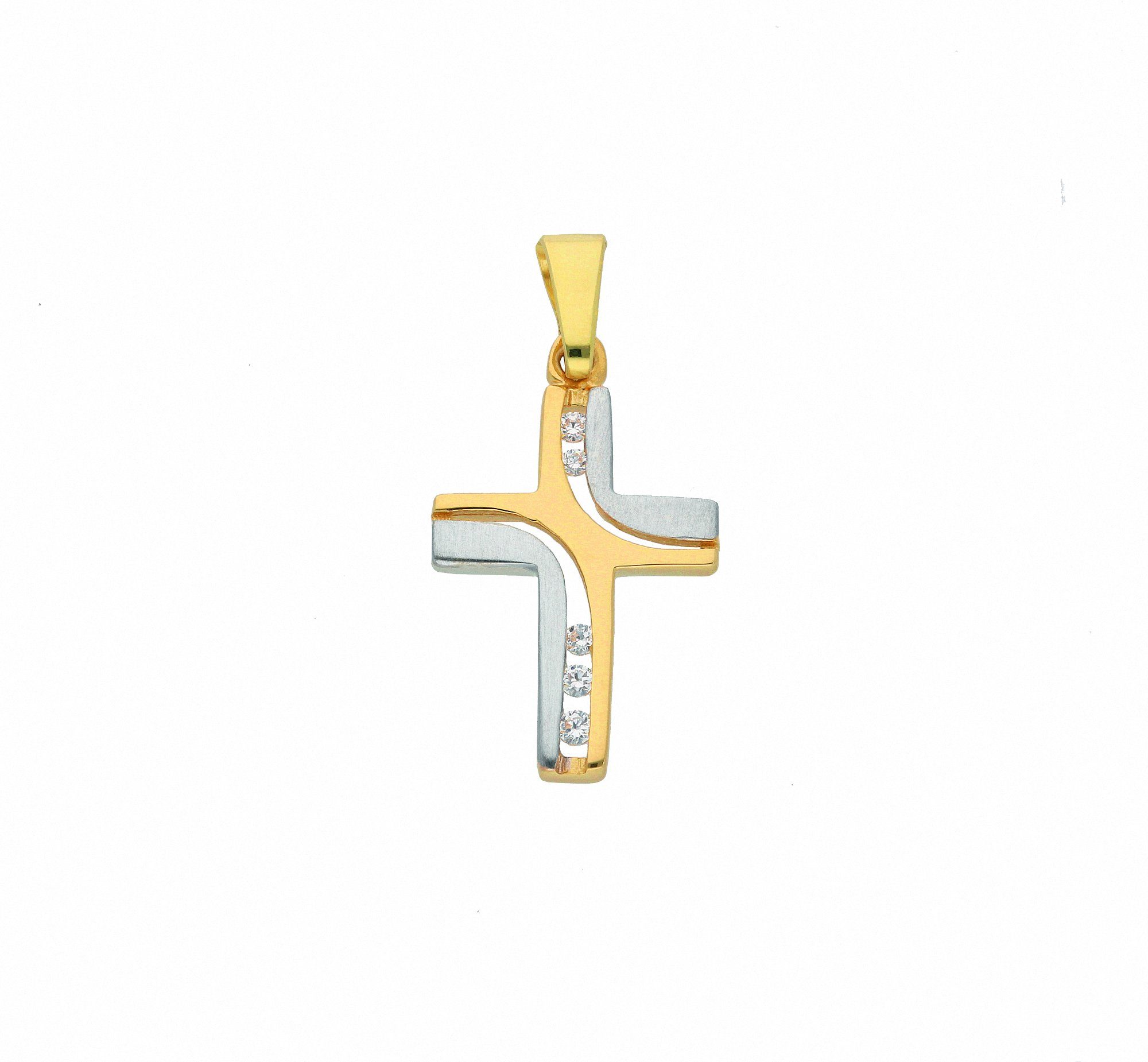 Adelia´s Kette ohne Anhänger 585 Gold Kreuz Anhänger mit Zirkonia,  Schmuckset - Set mit Halskette, Anhänger - gefertigt aus: 14 Karat ( 585 )  Gelbgold