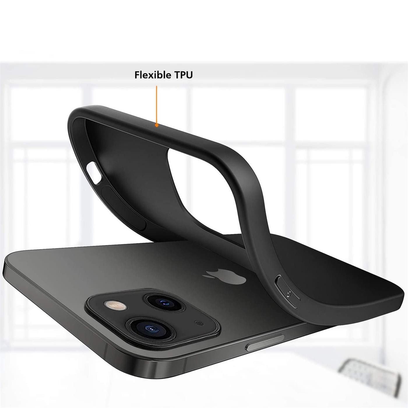 CoolGadget Handyhülle Handy Schutzhülle für Apple iPhone 13 matt schwarz 6,1 Zoll, Silikon TPU Hülle Schutz Tasche Cover schlicht Slim Case – Bild 4 von 5