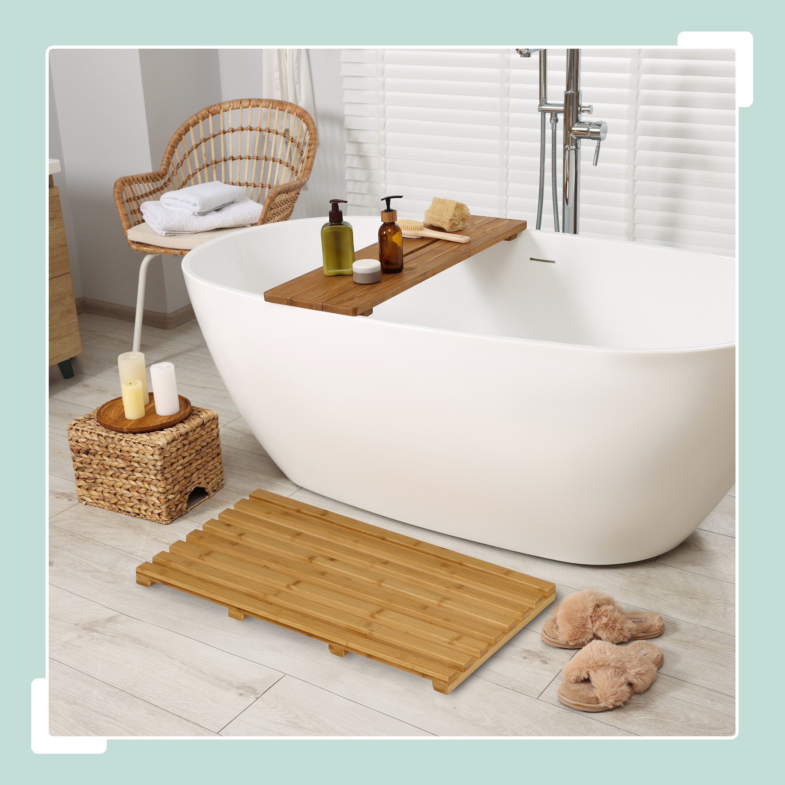 relaxdays Badematte Bambus Badematte, Höhe 35 günstig online kaufen