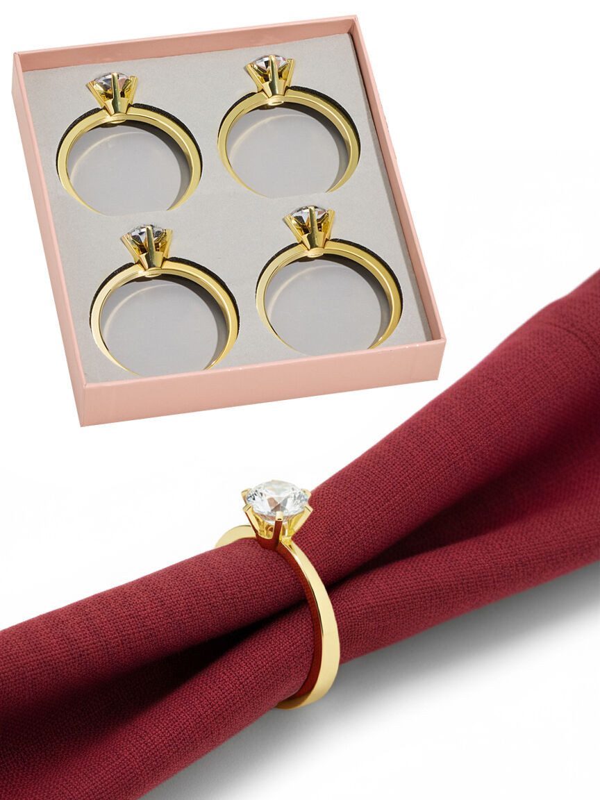 Dekorieren macht glücklich Serviettenring Serviettenring Diamant mit Box, (4er-Set), Glasstein; in Diamantform; facettiert & geschliffen