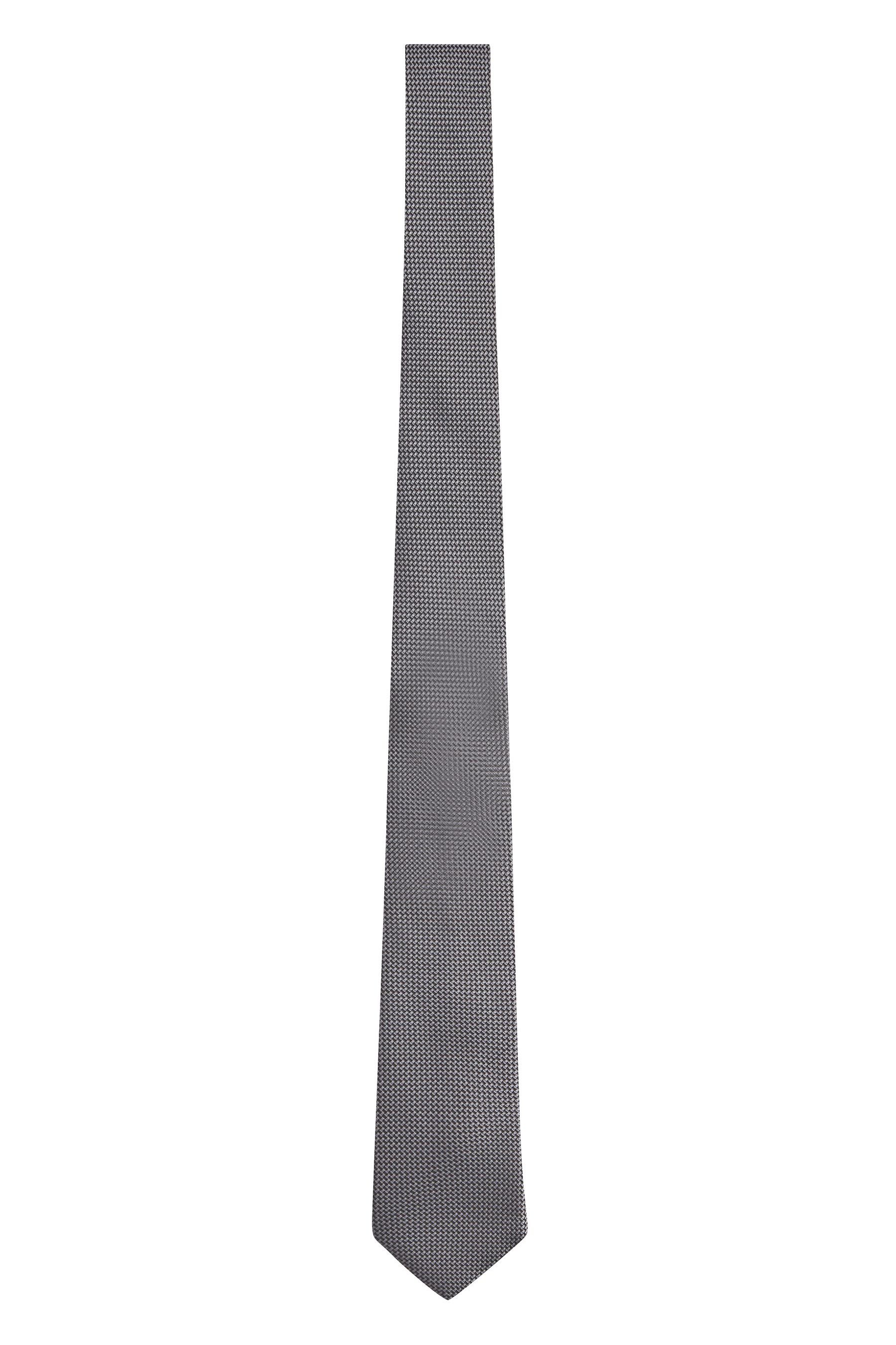 Seidenkrawatte (1-St) Next Krawatte Charcoal Strukturierte Grey Signature Texture