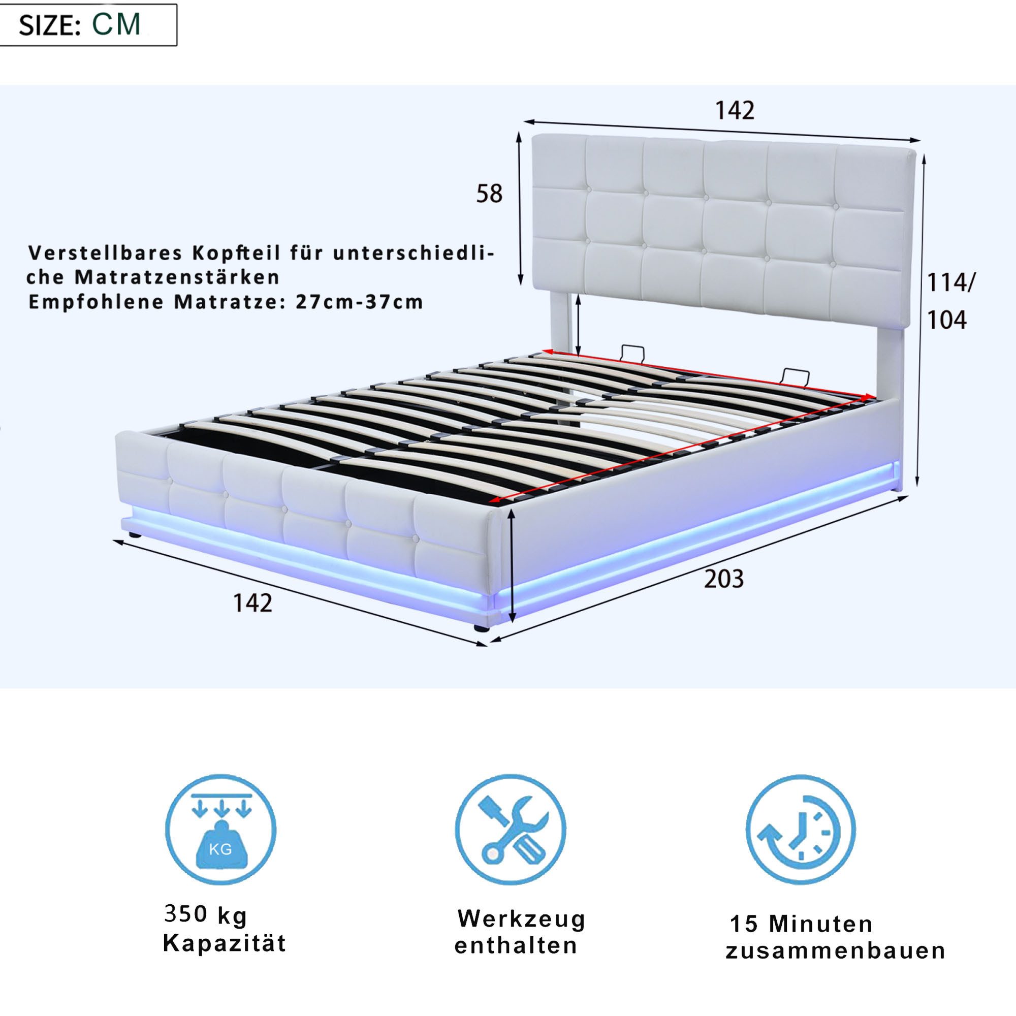 FUROKOY Polsterbett Stauraumbett Doppelbett mit Bettkasten günstig online kaufen