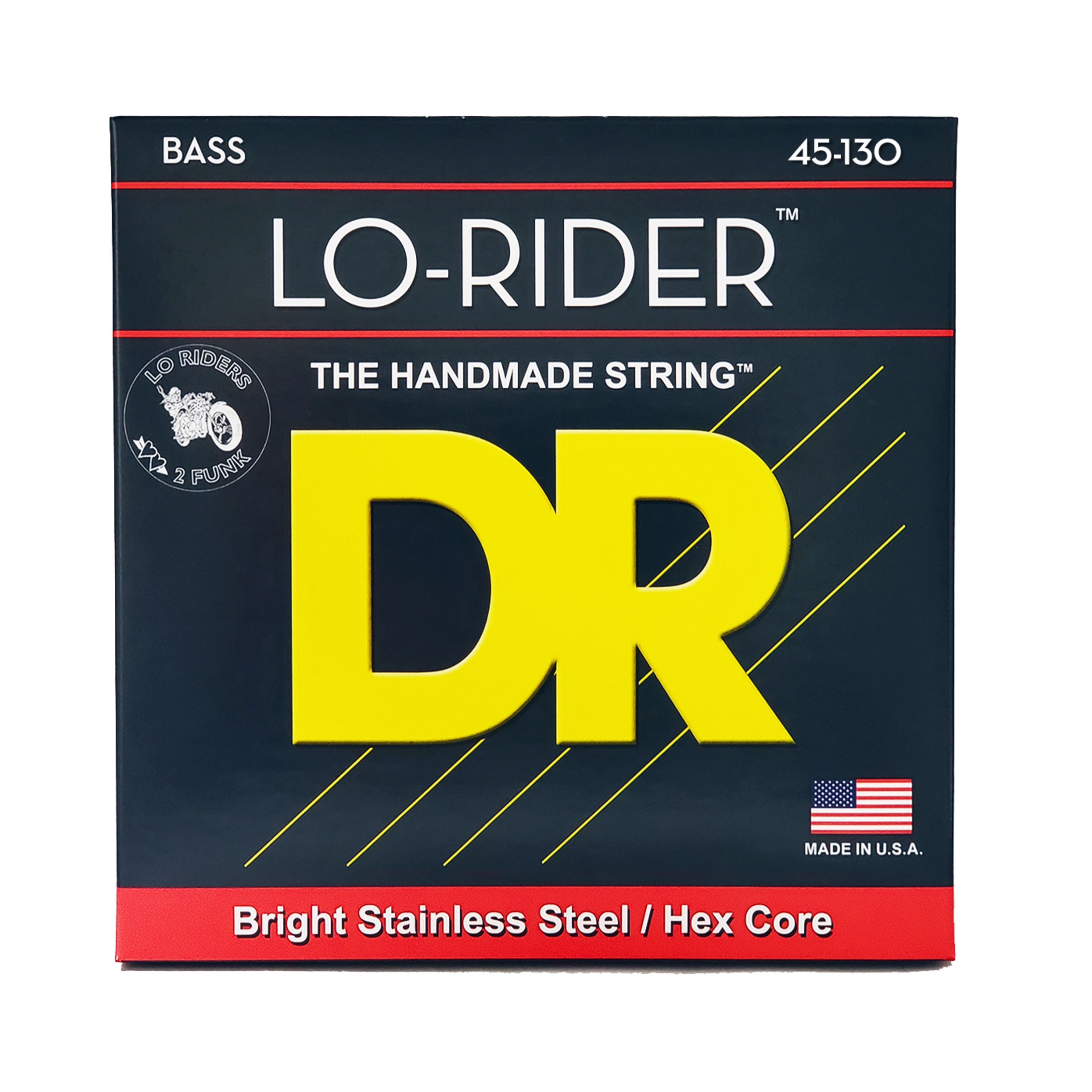 DR Saiten, MH5-130 Lo-Rider Stainless Steel Bass Guitar Strings Medium 45-130 -