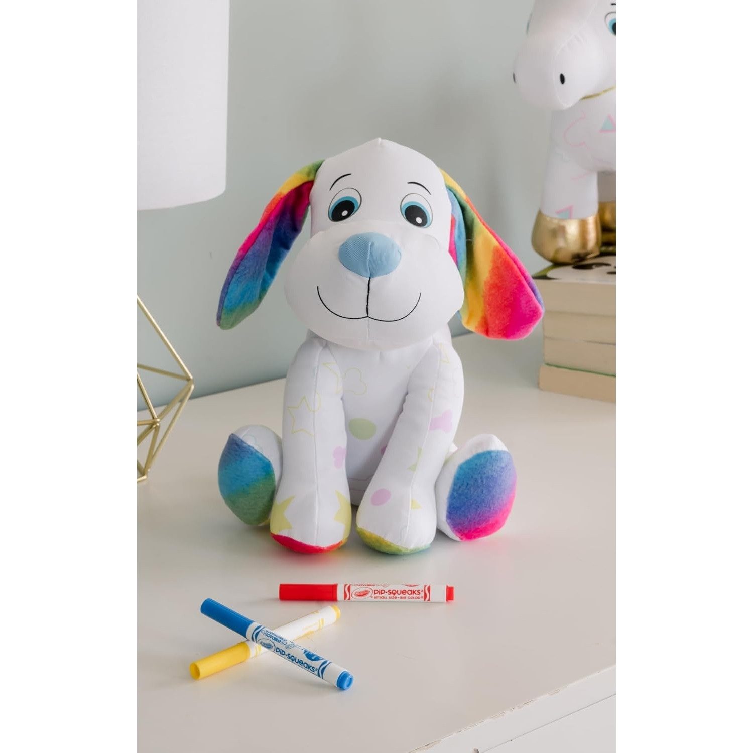 Crayola® Kuscheltier Colour Me Plush, bemalbares Plüschtier mit 3 Filzstiften, Hund-Welpen