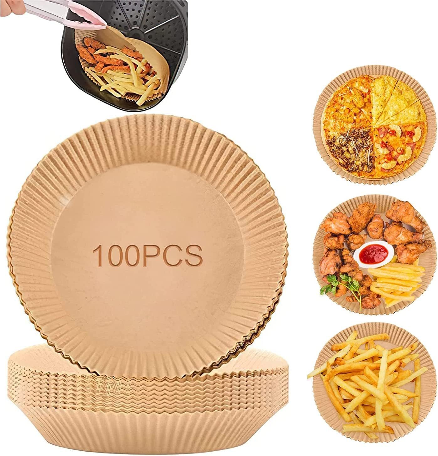 Coonoor Backpapier 100 Stück Pergamentpapier Airfryer Liners, Disposable Paper
