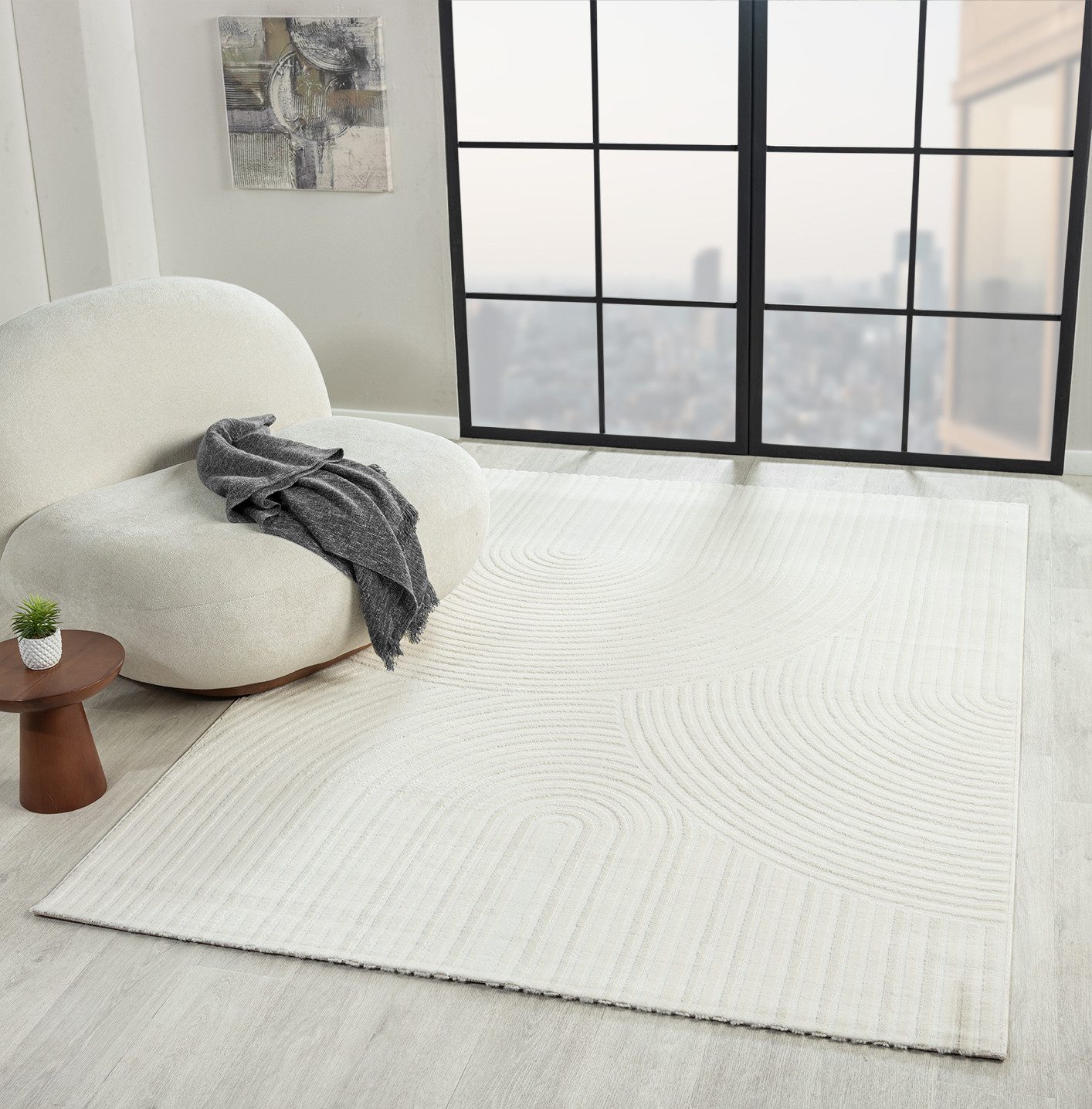 Vimoda Teppich Wohnzimmer Hochtief-Muster, Rechteck, Teppich günstig online kaufen