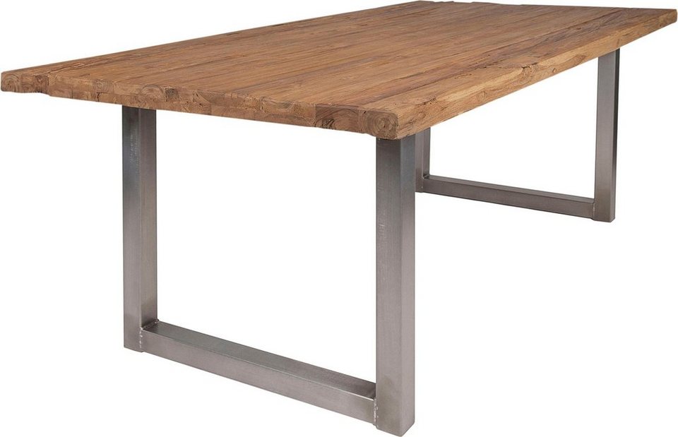 SIT Esstisch Altholz mit Tops&Tables, Tischplatte recyceltem Teak, Tischplatte aus aus Esszimmertisch mit Moderner recyceltem Teakholz rustikaler