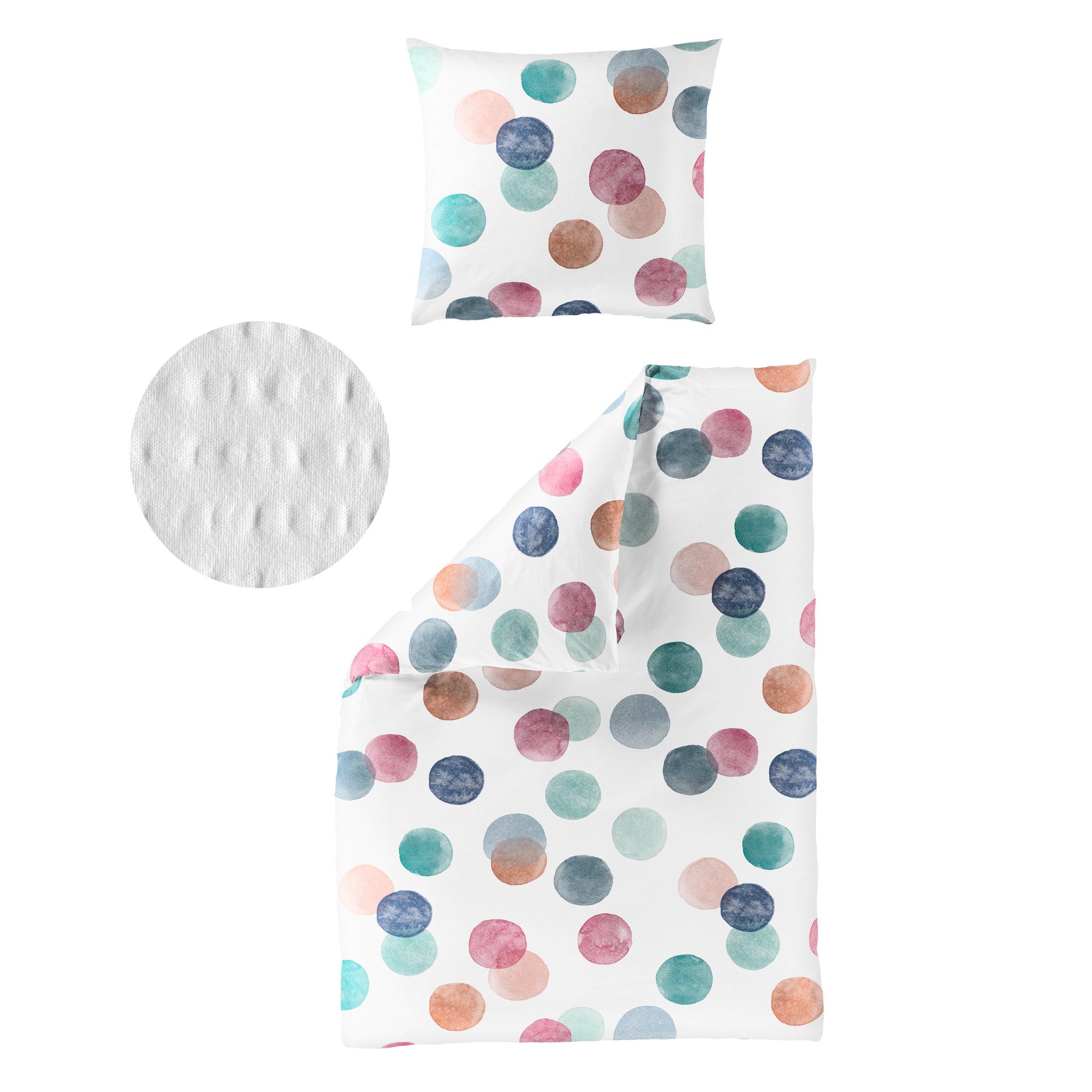 BIERBAUM Bettwäsche Bettwäsche Bierbaum Seersucker 4072-90 bunt Kreise Dots 135x200, Seersucker, 2 teilig