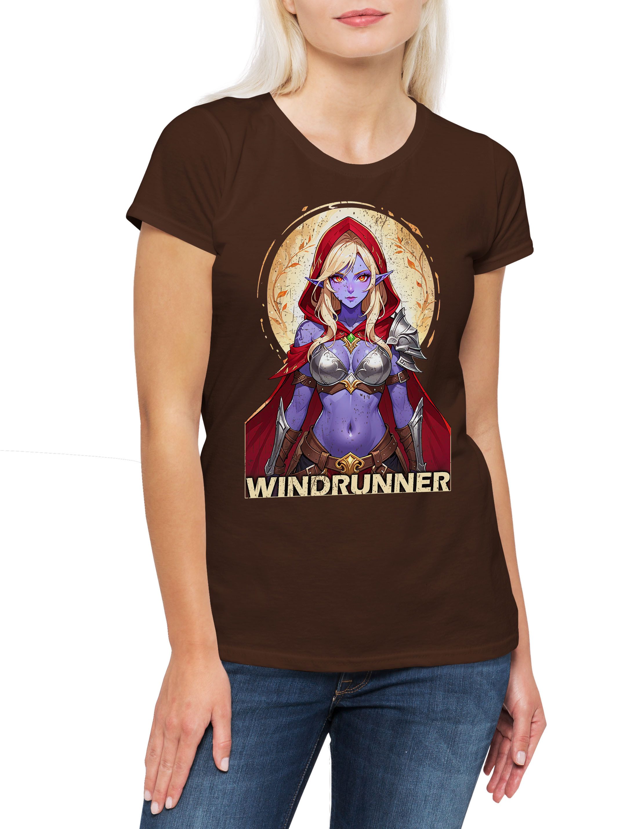 Print-Shirt Windrunner Damen T-Shirt Warcraft Warrior Of Sylvana Elf World Fantasy