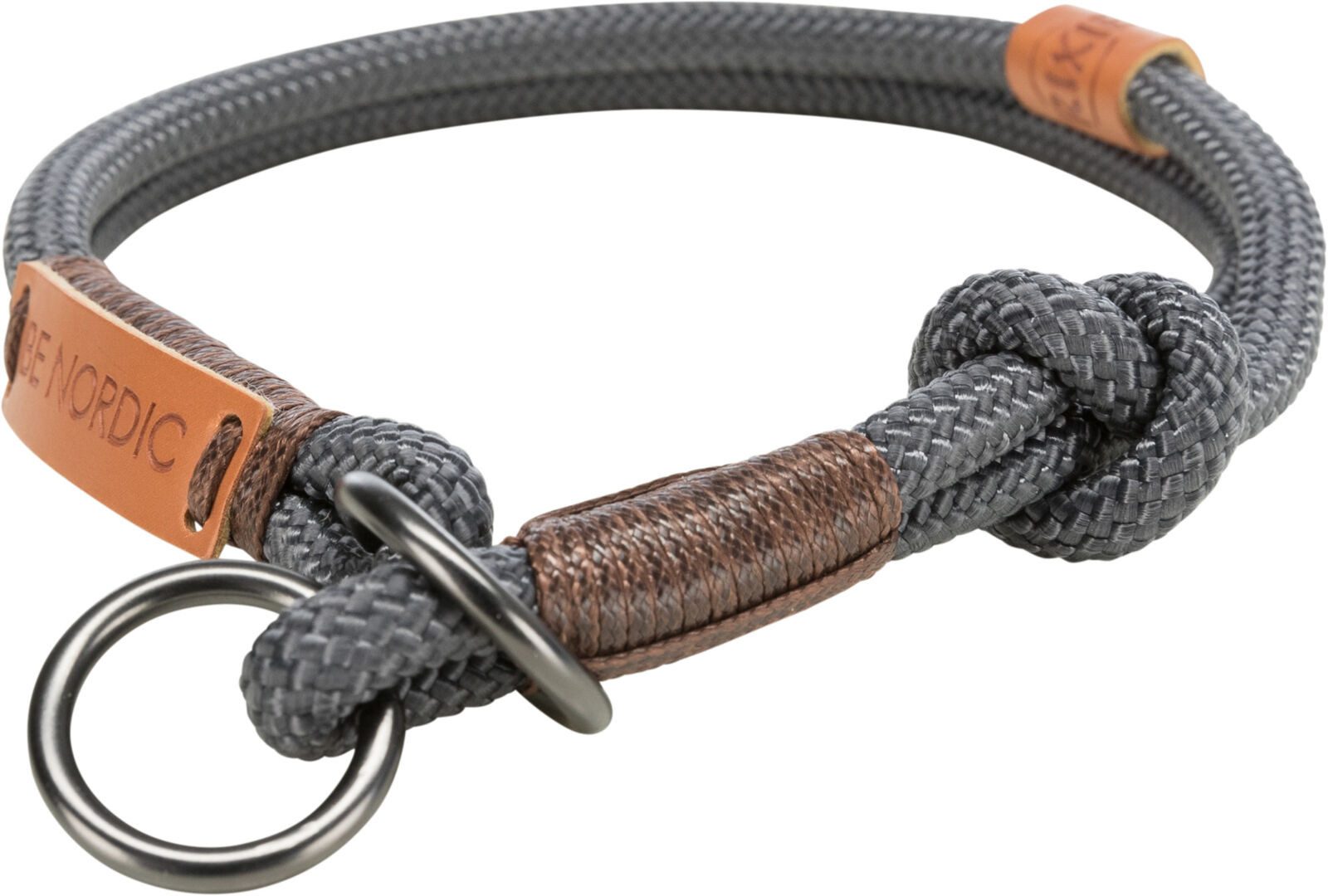 TRIXIE Hunde-Halsband BE NORDIC Zug-Stopp-Halsband - dunkelgrau/braun - 40 cm/ø 8 mm, Tau