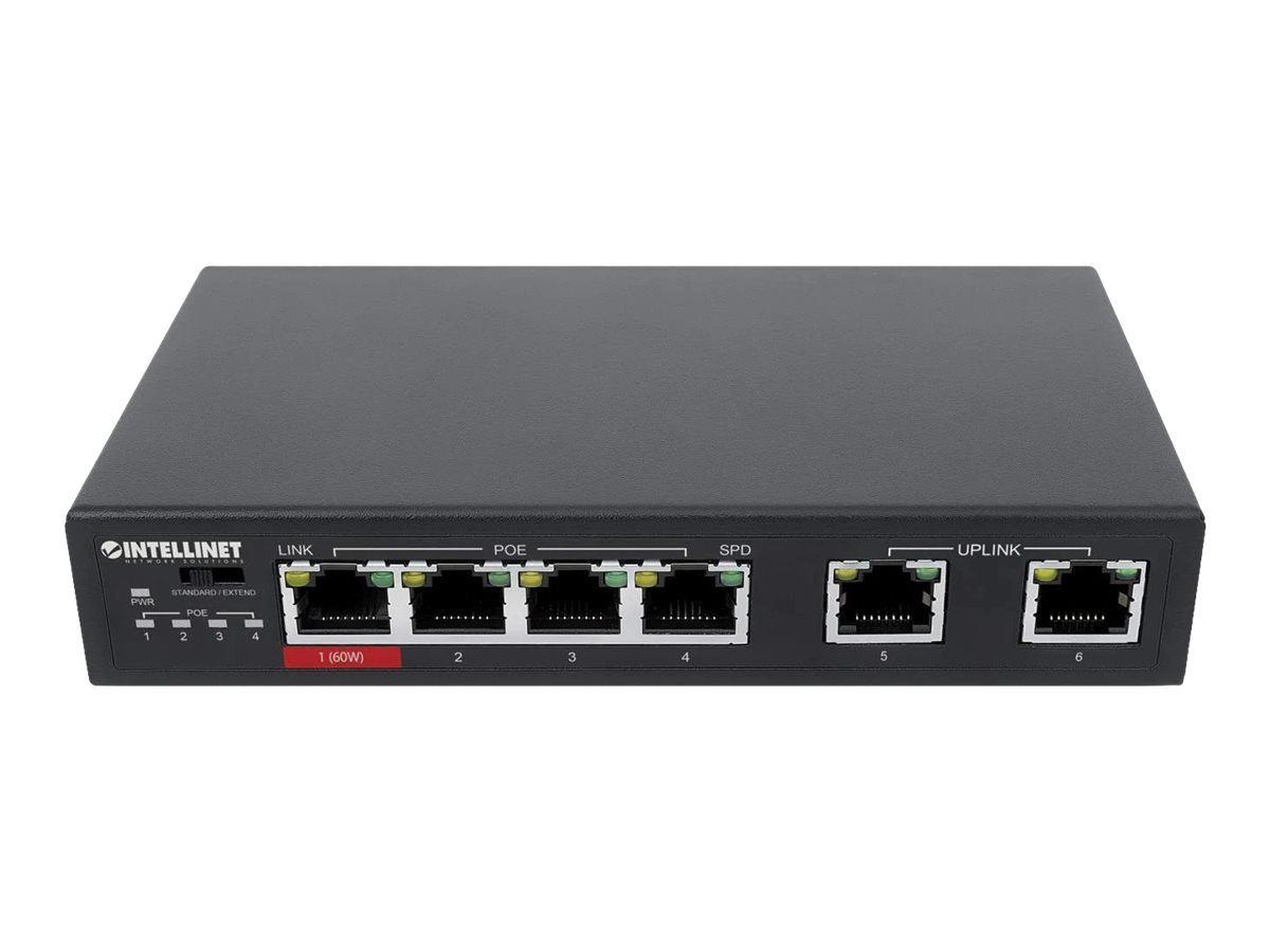 Intellinet INTELLINET Switch Ethernet Netzwerk-Switch 6-Port 4 PoE-Ports Fast