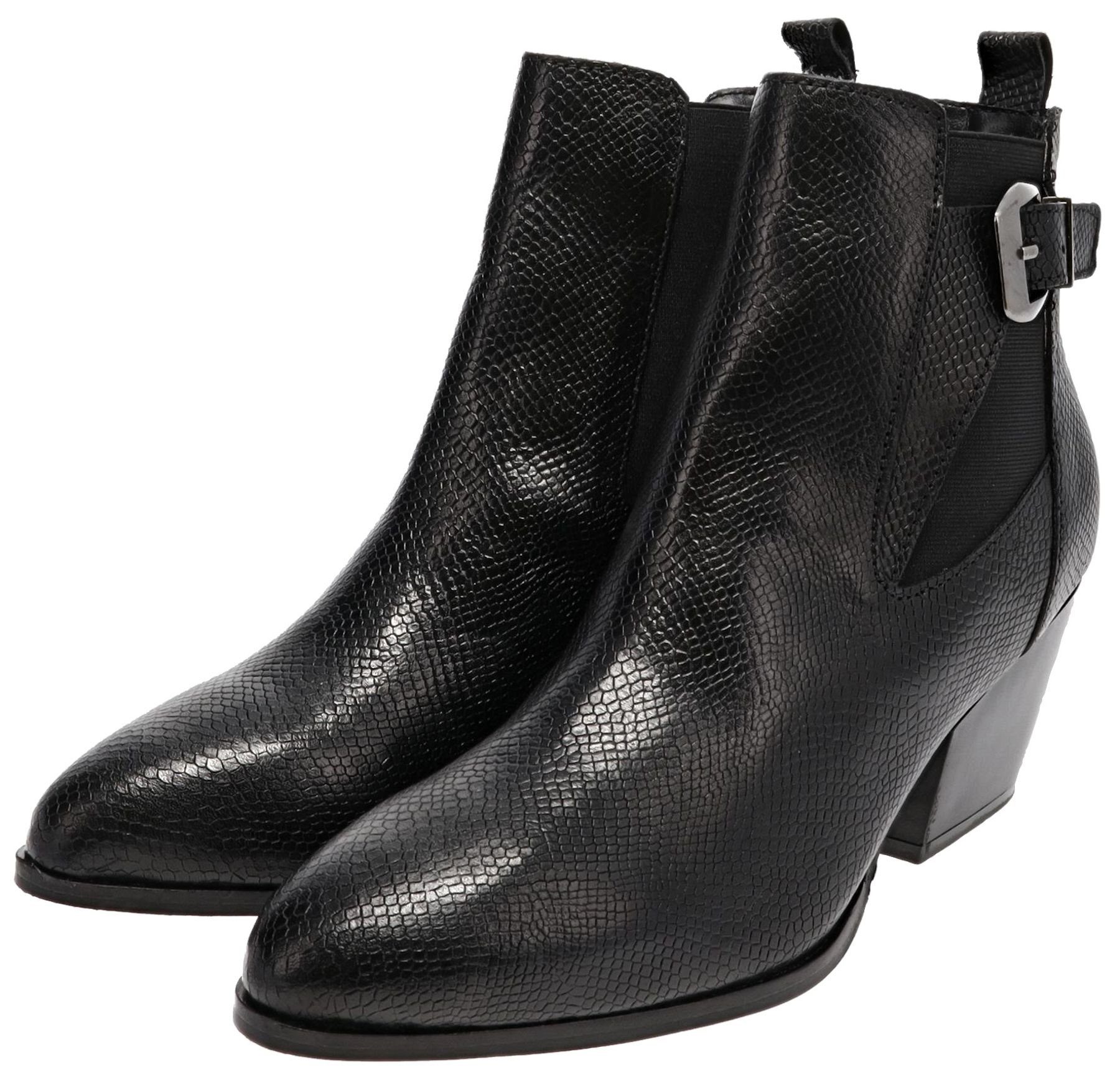 Buffalo MADITA Schwarz Stiefelette Damenstiefelette aus echt Leder