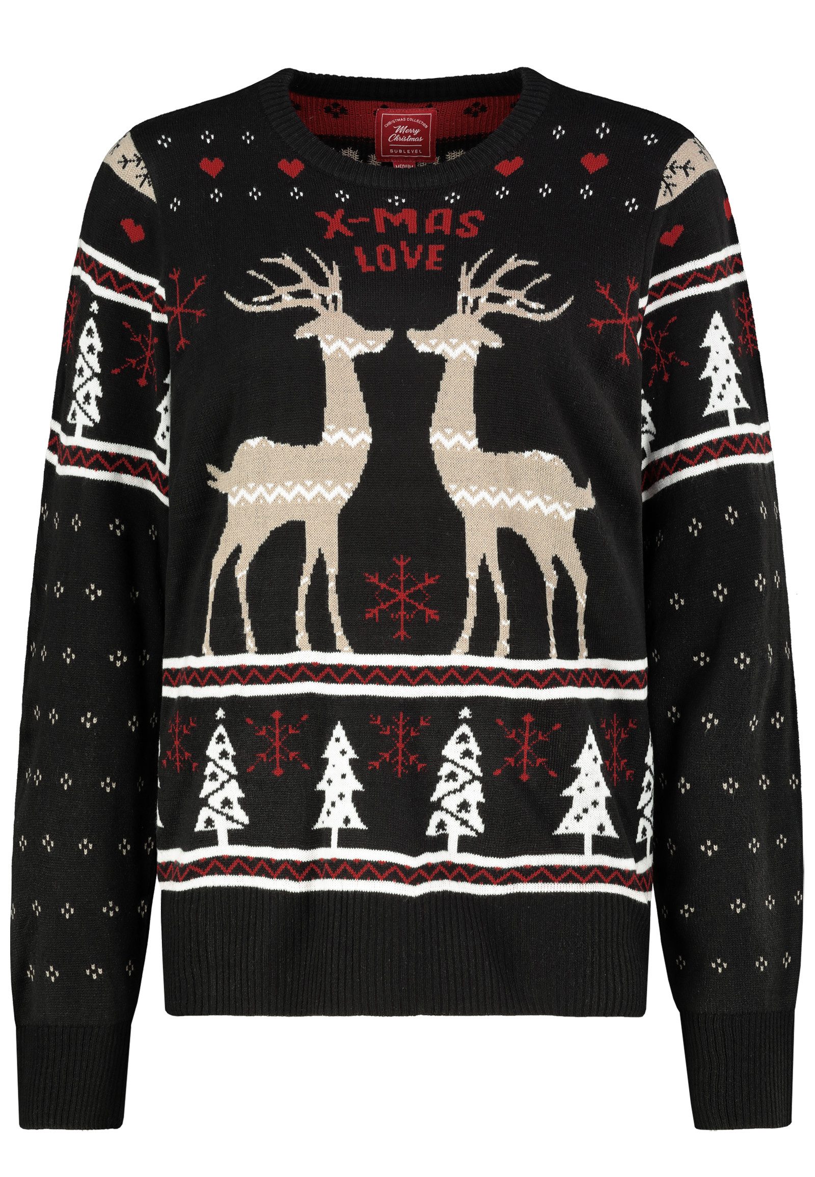 SUBLEVEL Strickpullover Damen Weihnachtspullover verschiedene Motive Weihnacht-Artworks