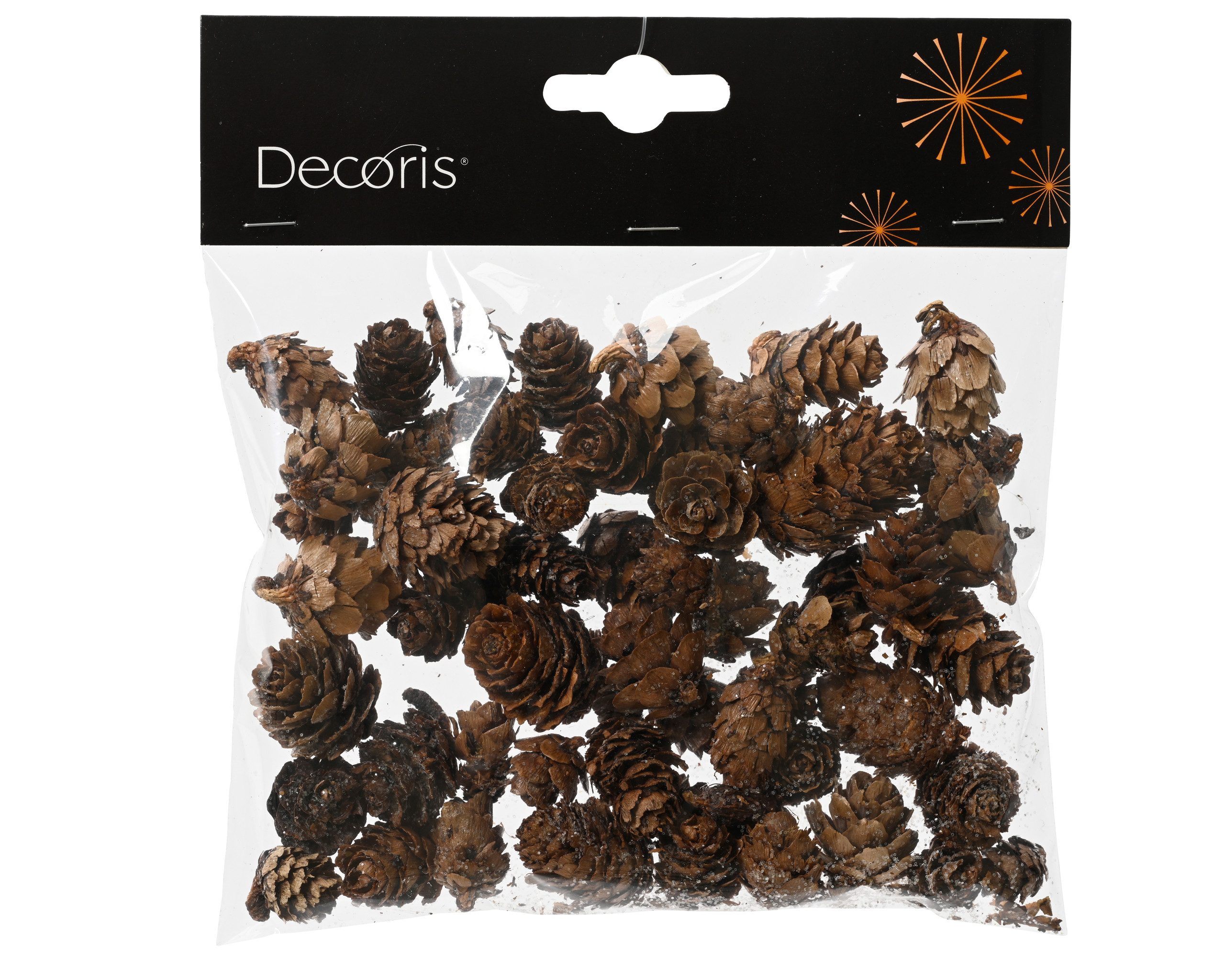 Kaemingk Christbaumschmuck, Tannenzapfen / Deko Naturzapfen 2-3cm beschneit mit Glitzer
