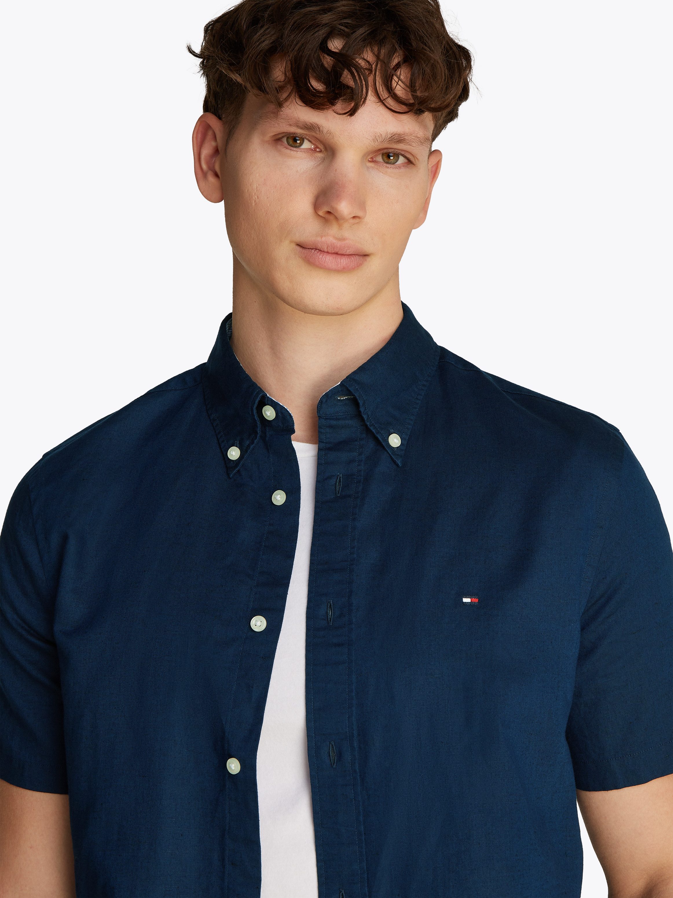 Tommy Hilfiger Kurzarmhemd LINEN BLEND SOLID günstig online kaufen