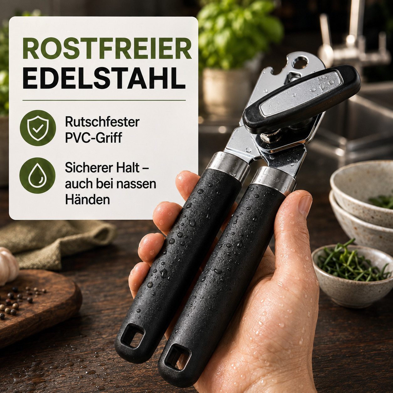 Luckice Dosenöffner Multifunktionaler 3‑in‑1 Dosenöffner aus Edelstahl für die Küche, Geringer Kraftaufwand, geeignet für Senioren – Bild 5 von 5