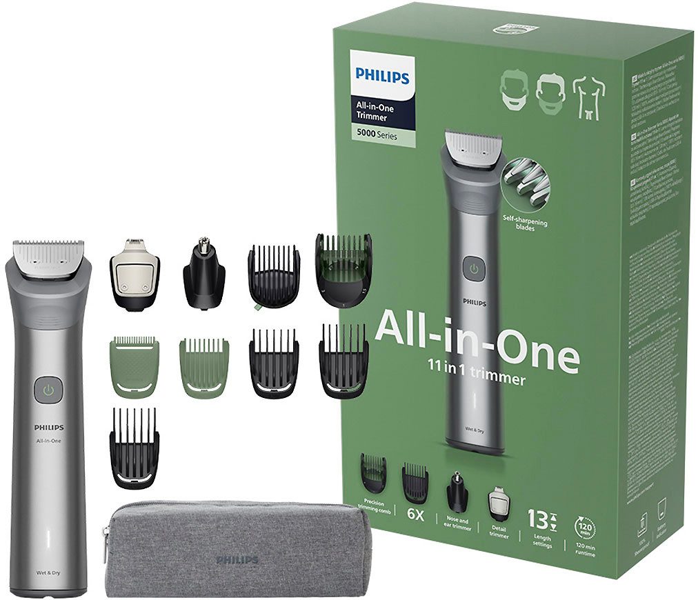 Philips Multifunktionstrimmer Series 5000 MG5941/15, 11-in-1-Trimmer für Gesicht, Körper und Kopfhaare