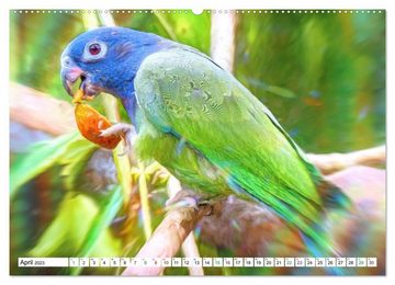 CALVENDO Wandkalender Papageien und Sittiche - Kunstbilder (Premium, hochwertiger DIN A2 Wandkalender 2023, Kunstdruck in Hochglanz)