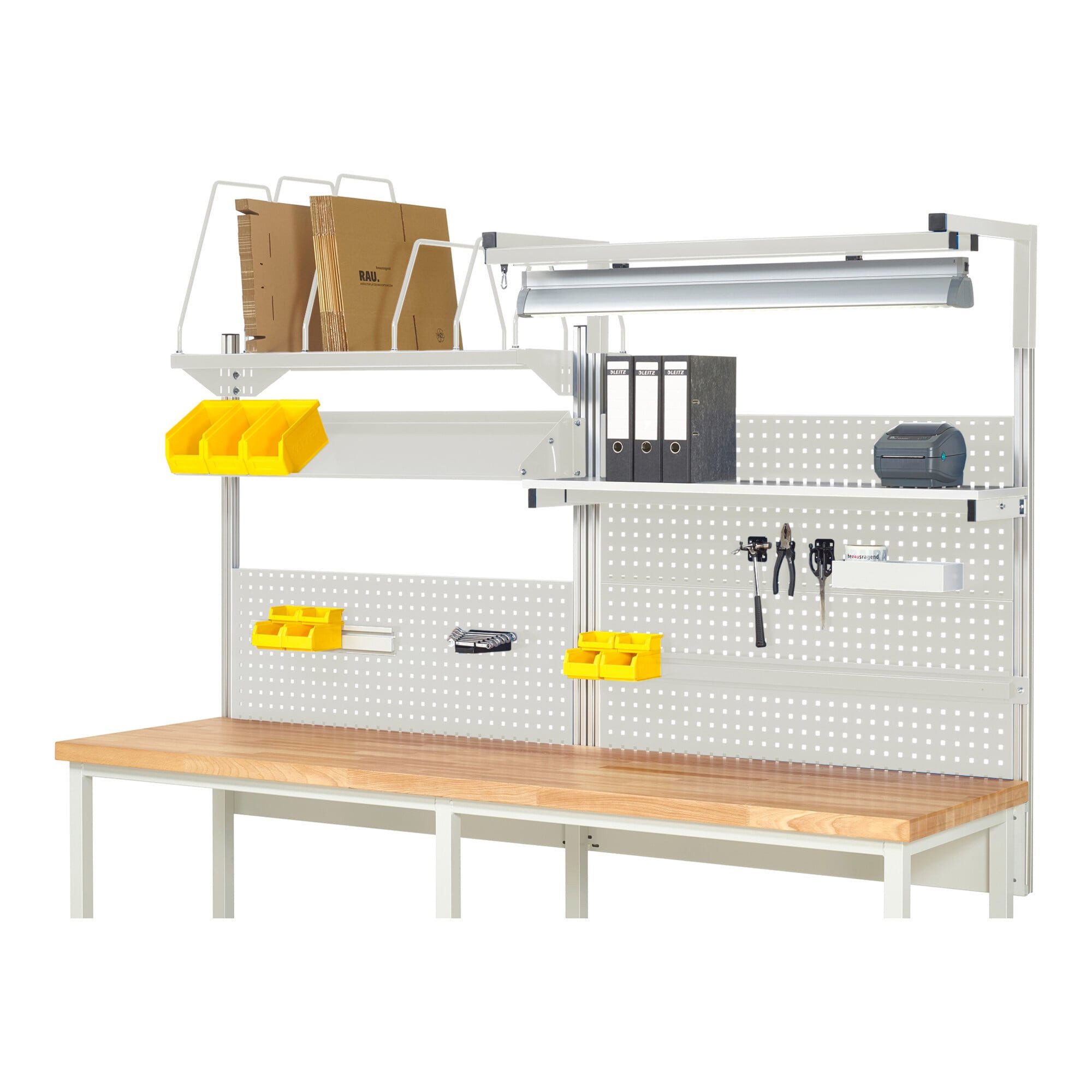 RAU Werkbank Rau System-Aufbau Komplettset 06, für Produktbreite 2500 mm, RAL7035/R
