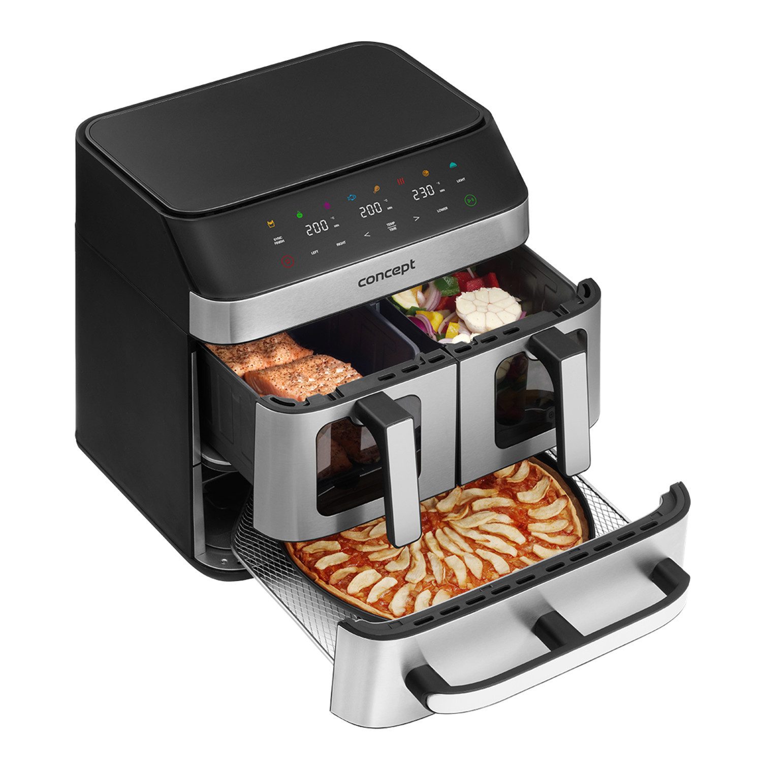 Concept Heißluftfritteuse, 2700 W, Synchronisiertes Garen, 8 voreingestellte Programme