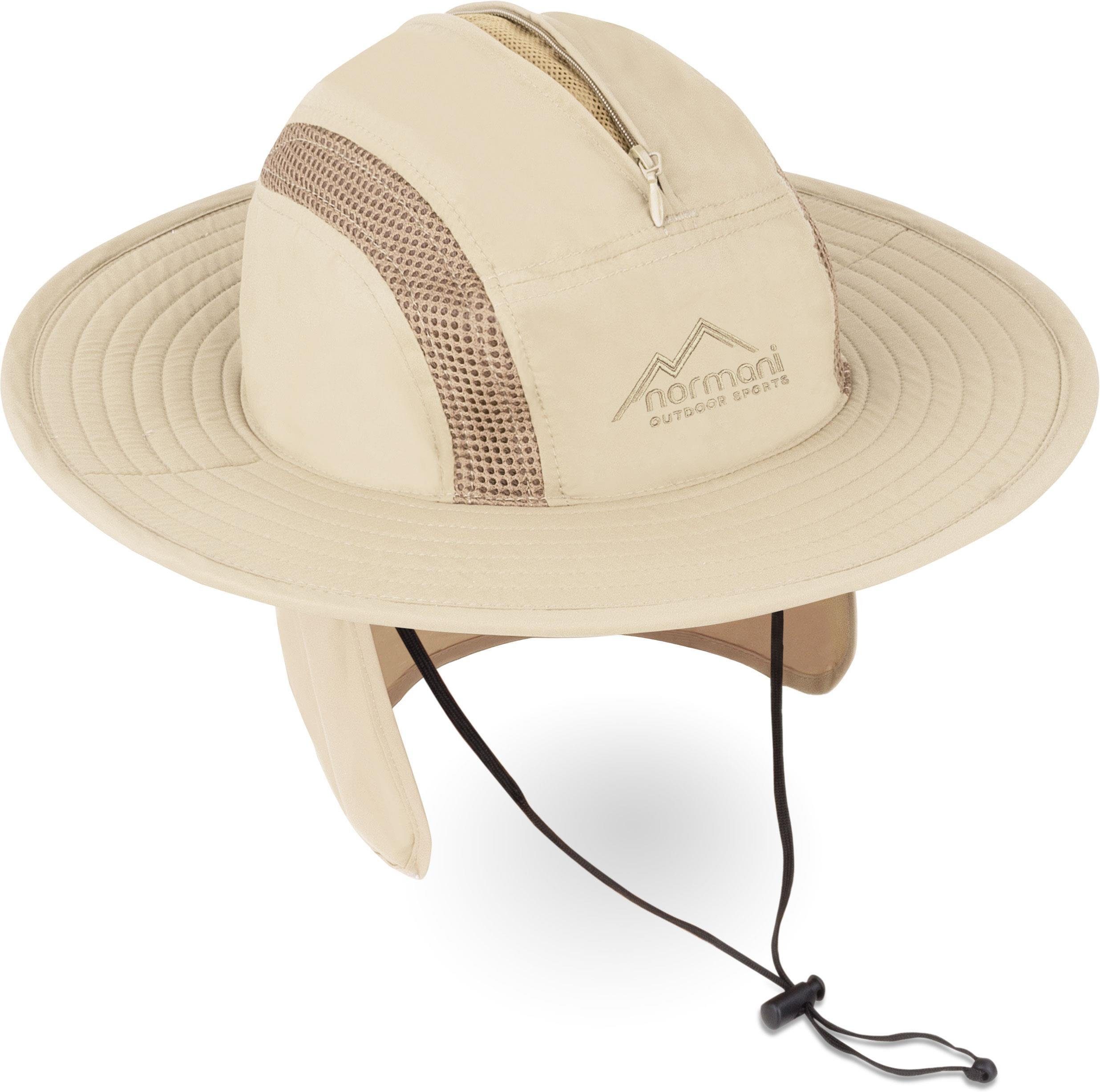 normani Outdoorhut Buschhut New Zealand Sonnenhut Outdoor Safari Schlapphut mit Nackenschutz und Kinnband
