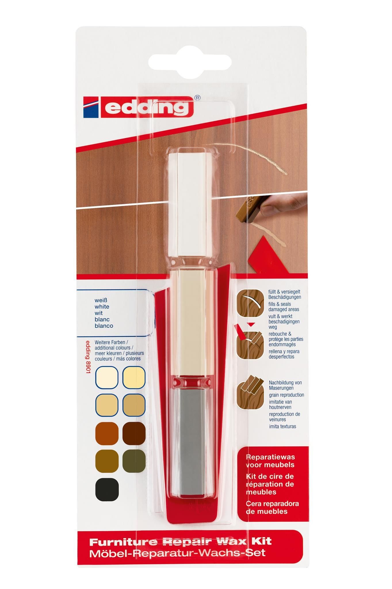 edding Schraube Edding Möbel-Reparatur-Wachs-Set 8901 3er-Blister weiß
