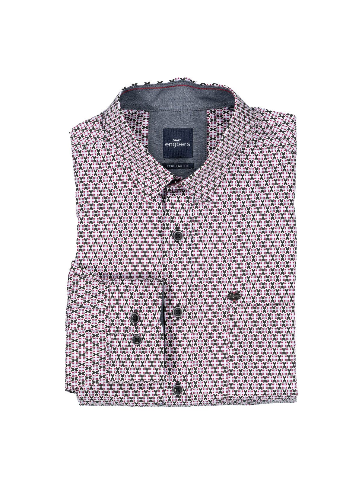 Engbers Langarmhemd engbers Herren Langarm-Hemd gemustert, Magenta günstig online kaufen