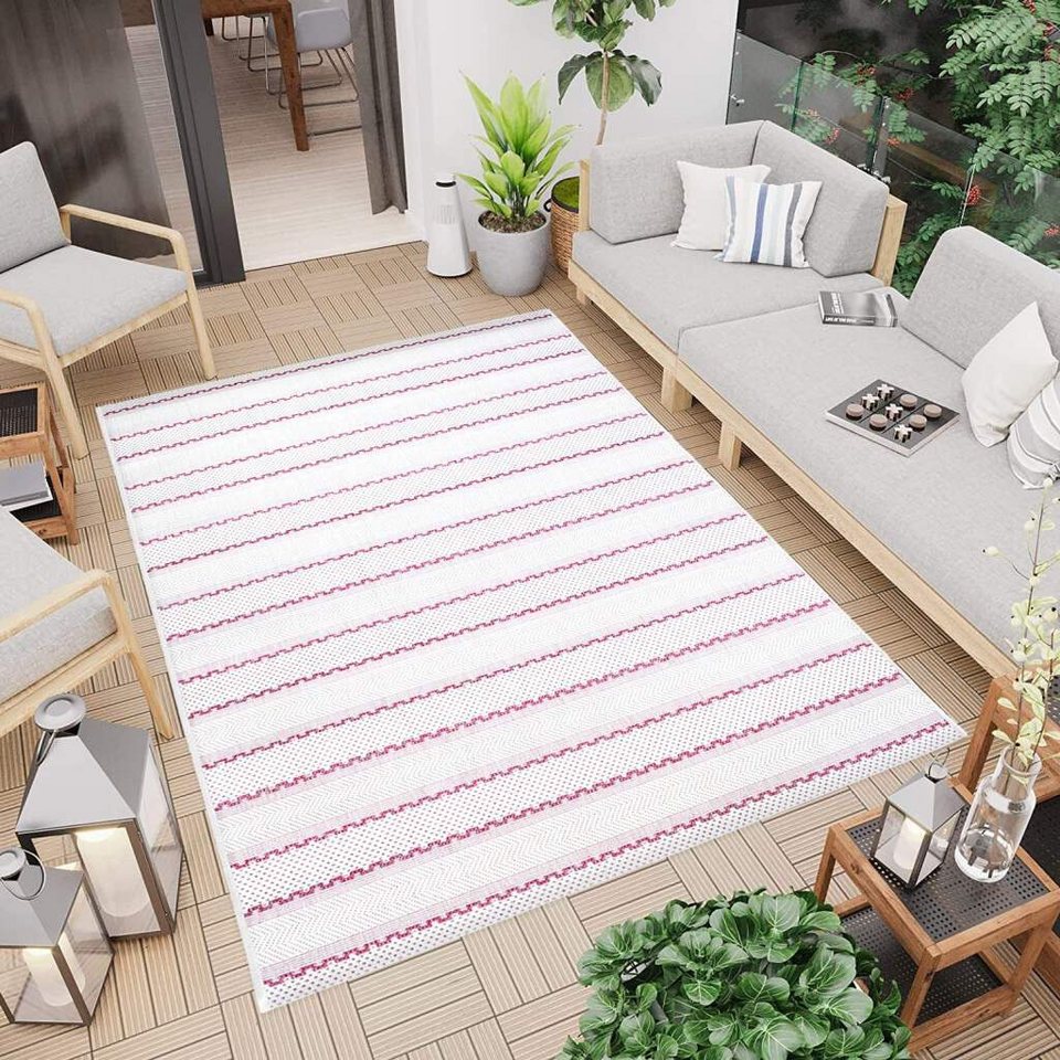 Teppich Outdoor 720, Carpet City, rechteckig, Höhe: 5 mm, In/- Outdoor  geeignet, Geo-Muster, Wohnzimmer, Balkon, Terrasse