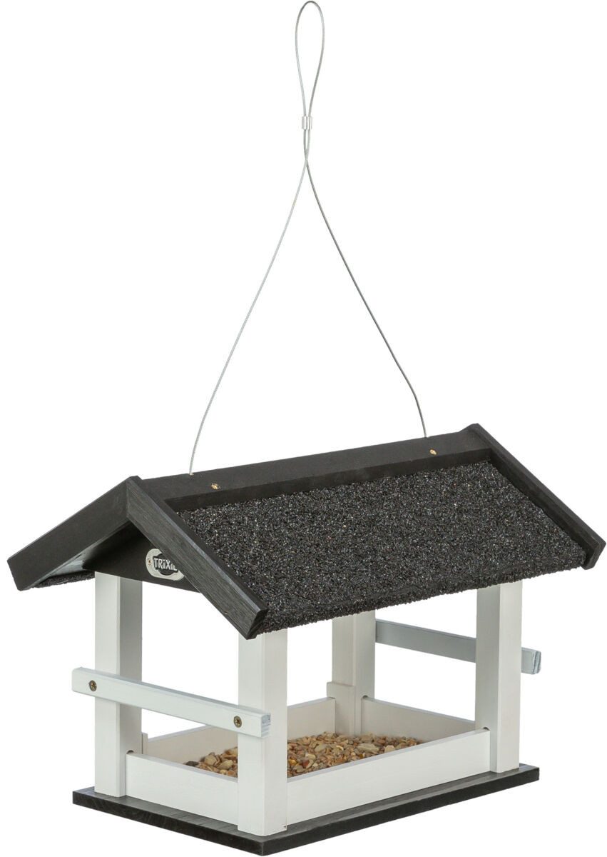TRIXIE Vogelhaus Vogelfutterhaus zum Aufhängen - schwarz/weiß - 36 × 25 × 25 cm
