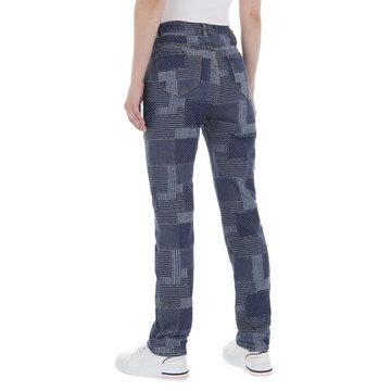 Ital-Design Straight-Jeans Damen Freizeit Used-Look Gepunktet High Waist Jeans in Blau