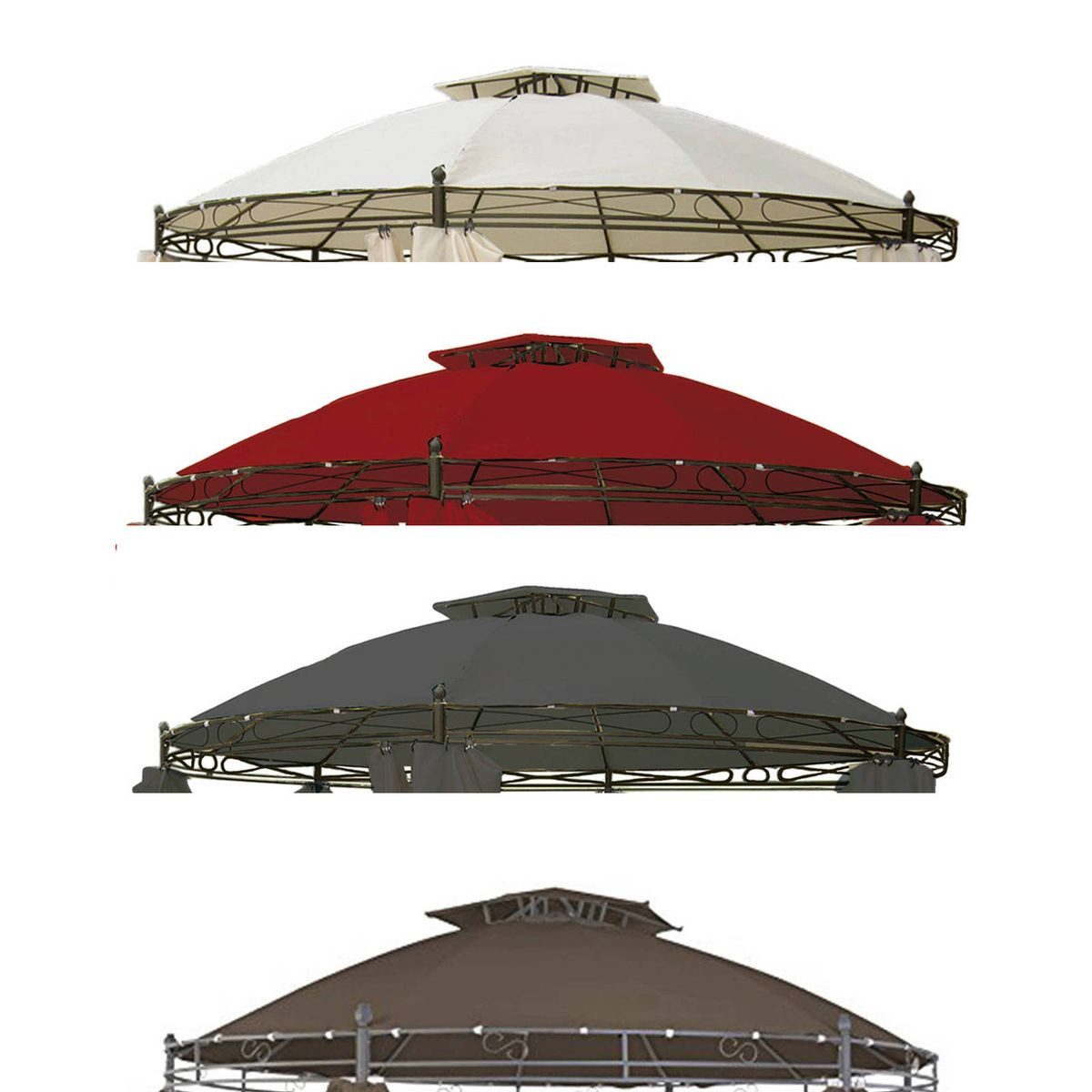 Linder Exclusiv GmbH Pavillon-Ersatzdach Wasserabweisendes Pavillon-Ersatzdach Ø 3,5m beige, rot, taupe, grau, mit Befestigungsschlaufen