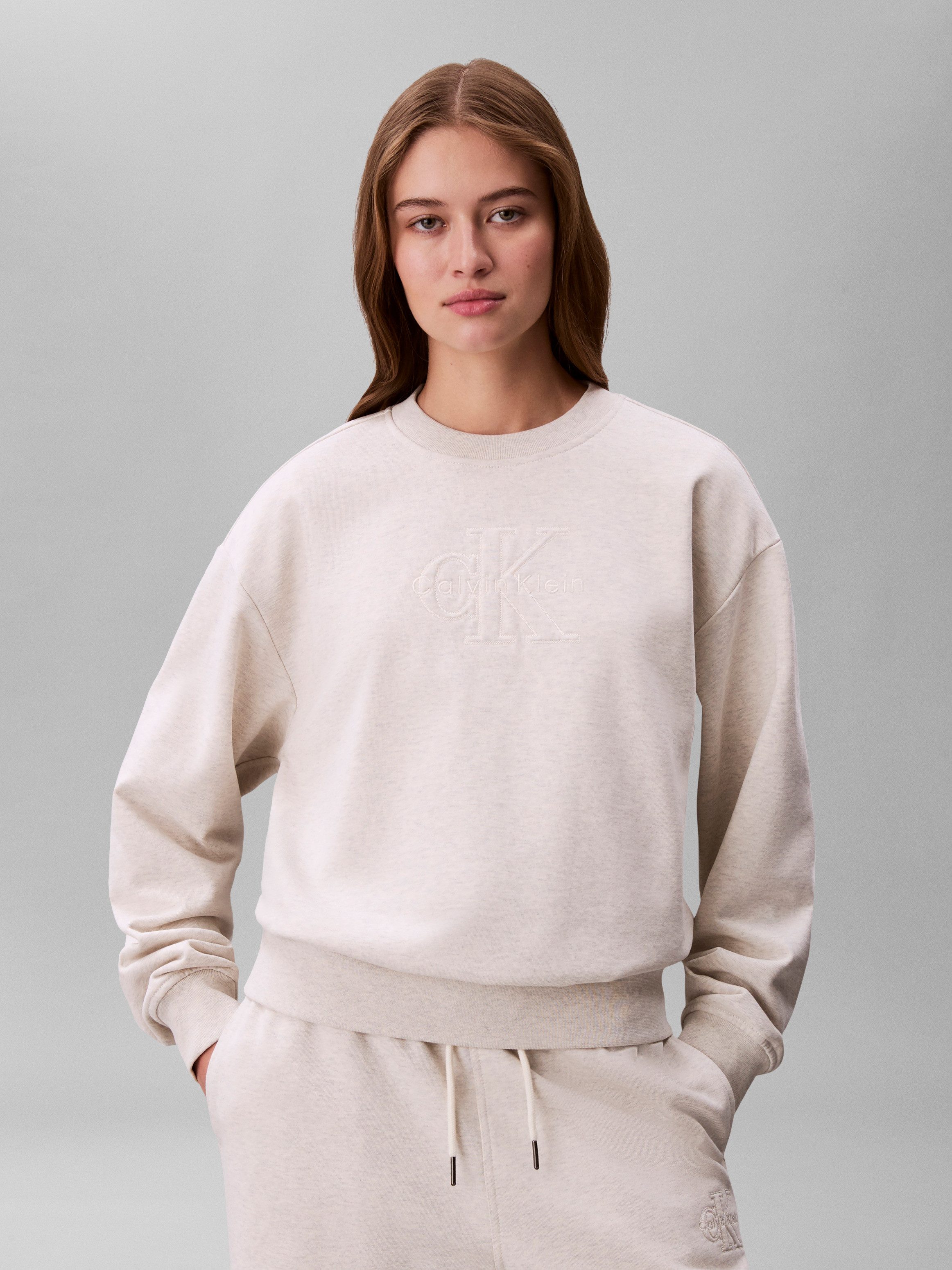 Calvin Klein Jeans Sweater EMBOSSED MONOLOGO Regular fit mit Rundhalsausschnitt