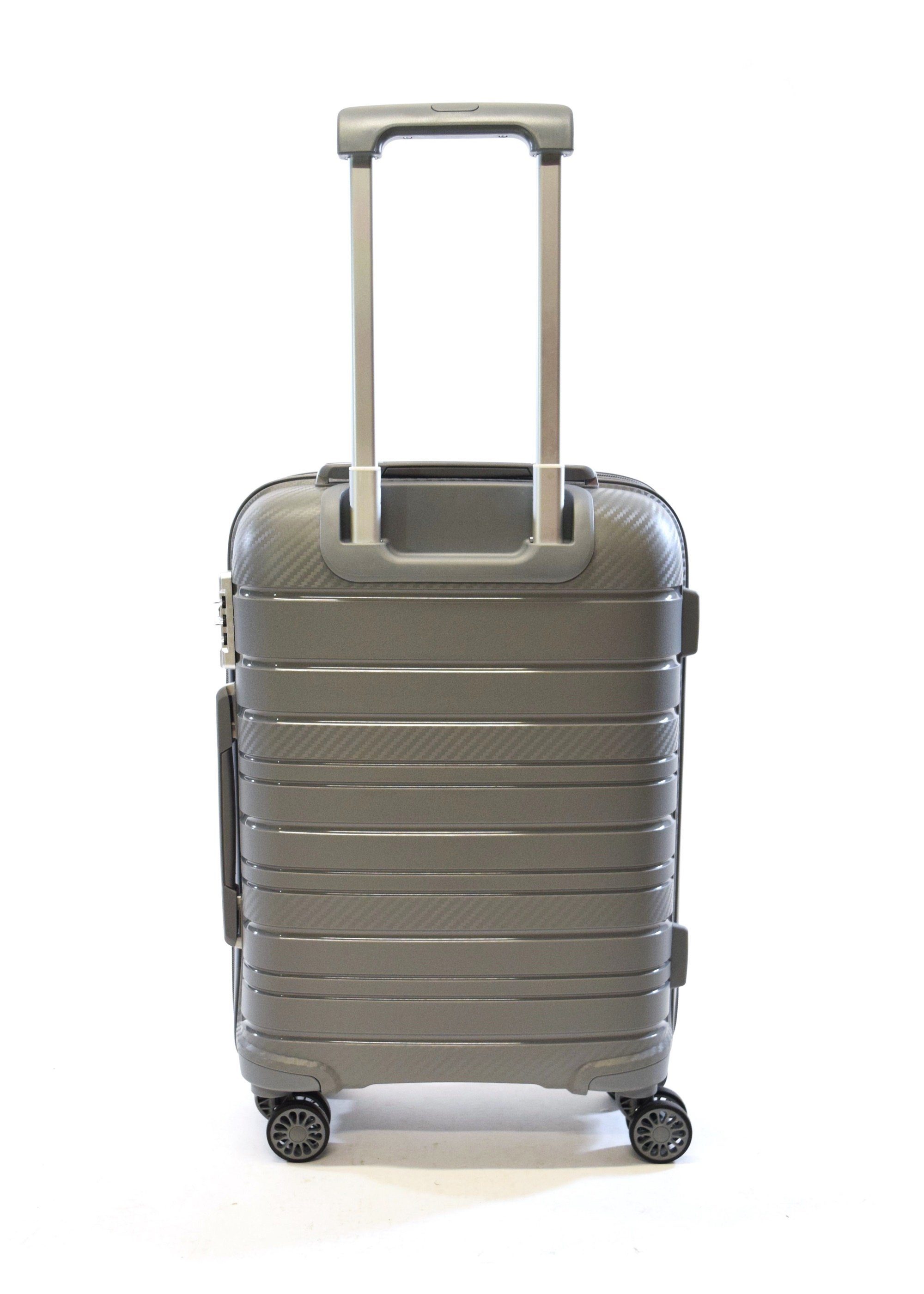 Zimmert Leather Trolley SCROLL-LIGHT bruchsicheres Polypropylen, 4 Rollen, 4 Rollen S 55 M 66 L 75 cm, 4 Rollen, Grau, Rot, Lila Blau, Schwarz