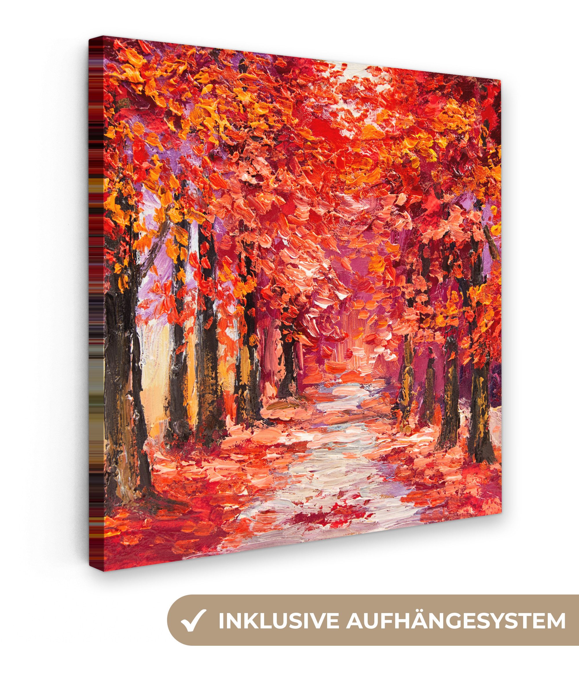 OneMillionCanvasses® Leinwandbild Kunstdrucke - Bäume - Herbst - Ölfarbenop günstig online kaufen