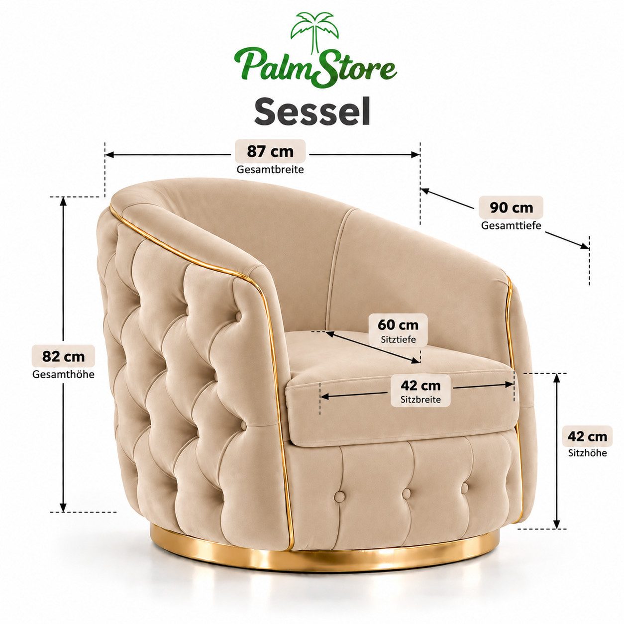 Palms-Store Sofa -Set MIRA mit Knopfheftung in 5 edlen Farbvarianten, Spar-Set, 3-Sitzer + 3-Sitzer + Sessel – Bild 3 von 5