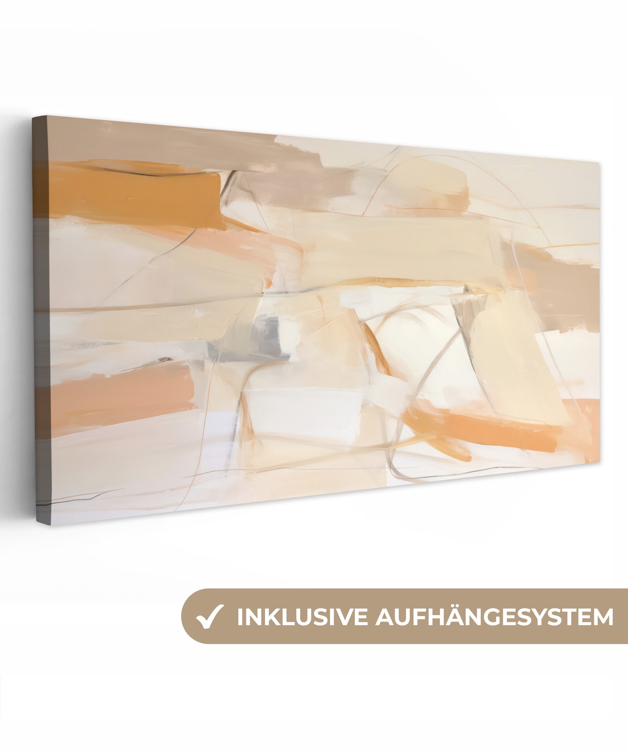 OneMillionCanvasses® Leinwandbild Panorama Abstrakt - Beige günstig online kaufen