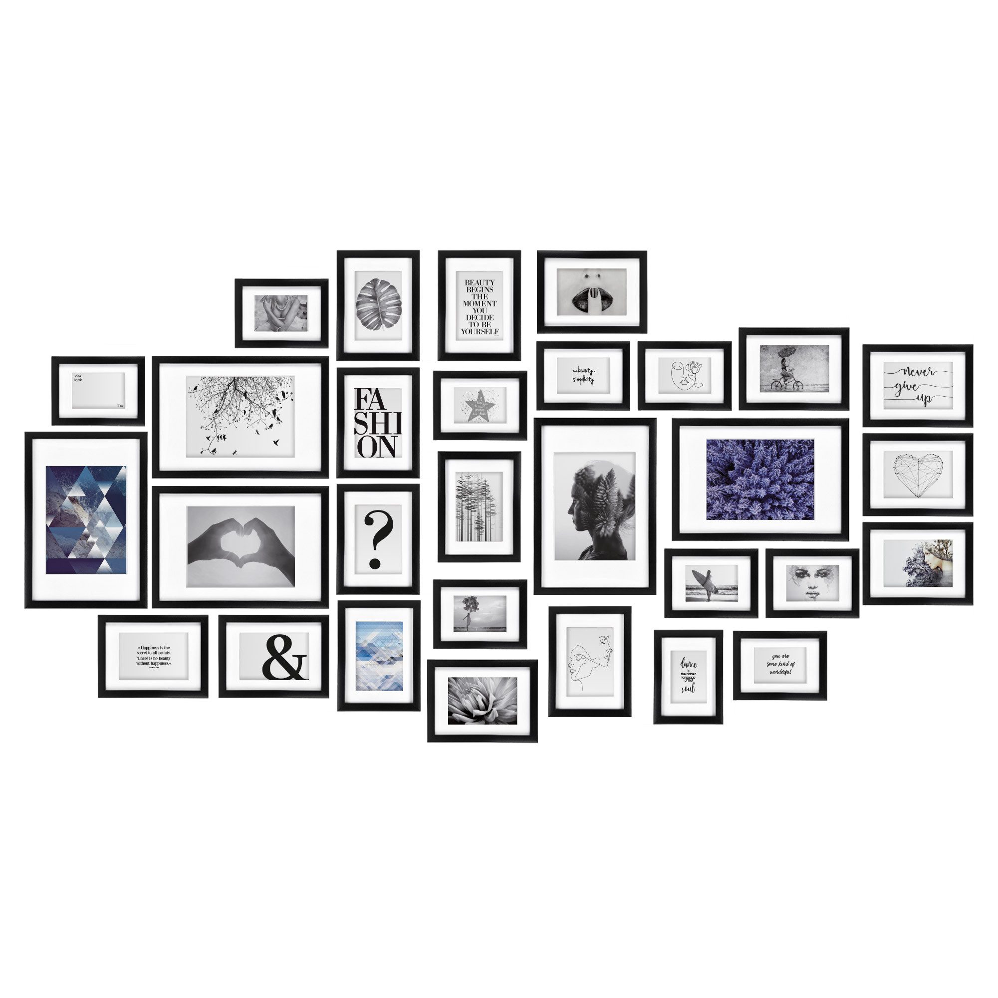 bomoe Bilderrahmen 30er Bilderrahmen Set - 10x 10x15, 15x 13x18, 5x 20x30, Schwarz, 10x 10x15, 15x 13x18, 5x 20x30 cm Fotorahmen Collage Bilderrahmen