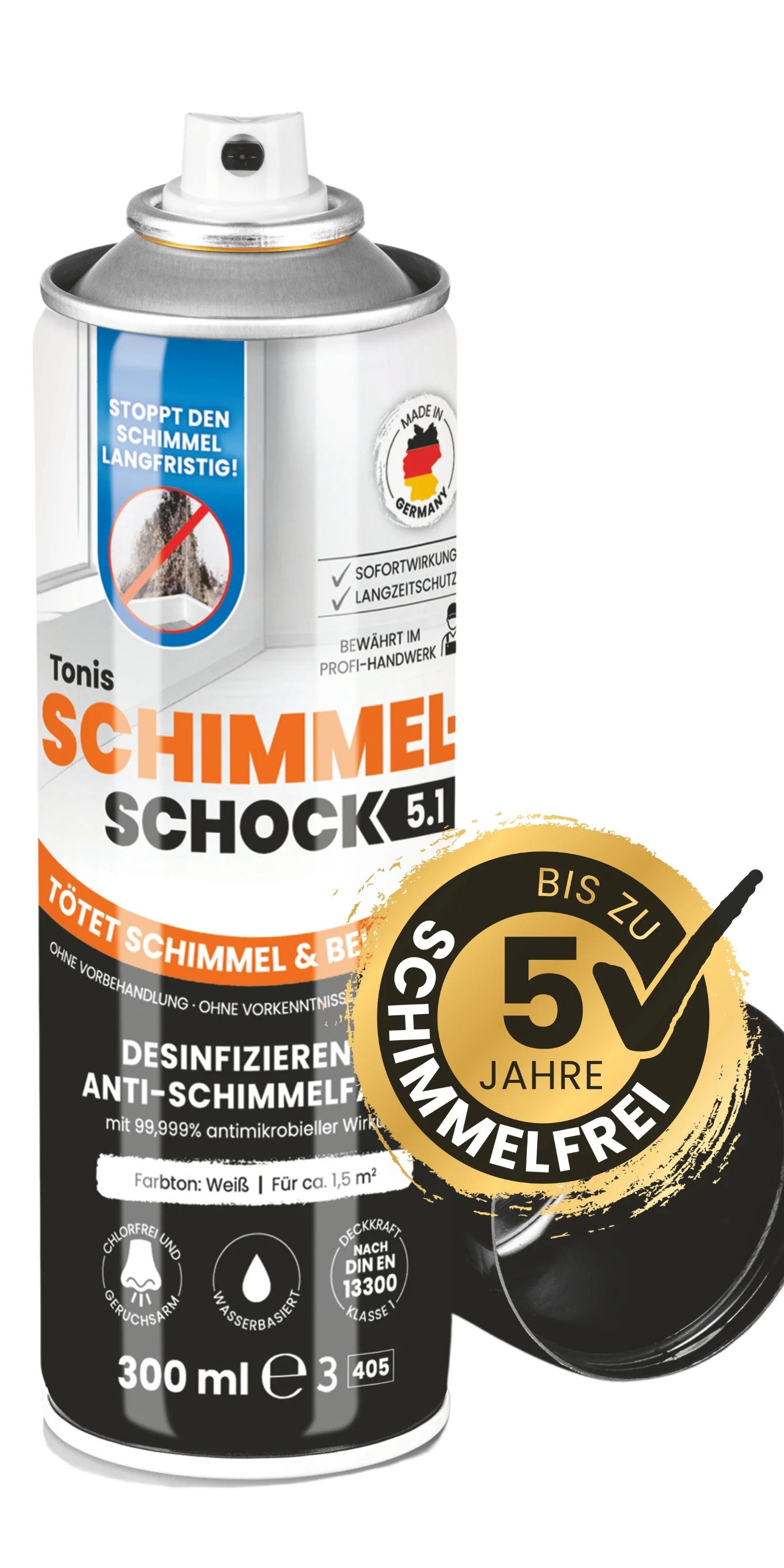 Tonis SCHIMMELSCHOCK Sprühfarbe Schimmelspray 5.1 - (300ml) für 1,5 m2