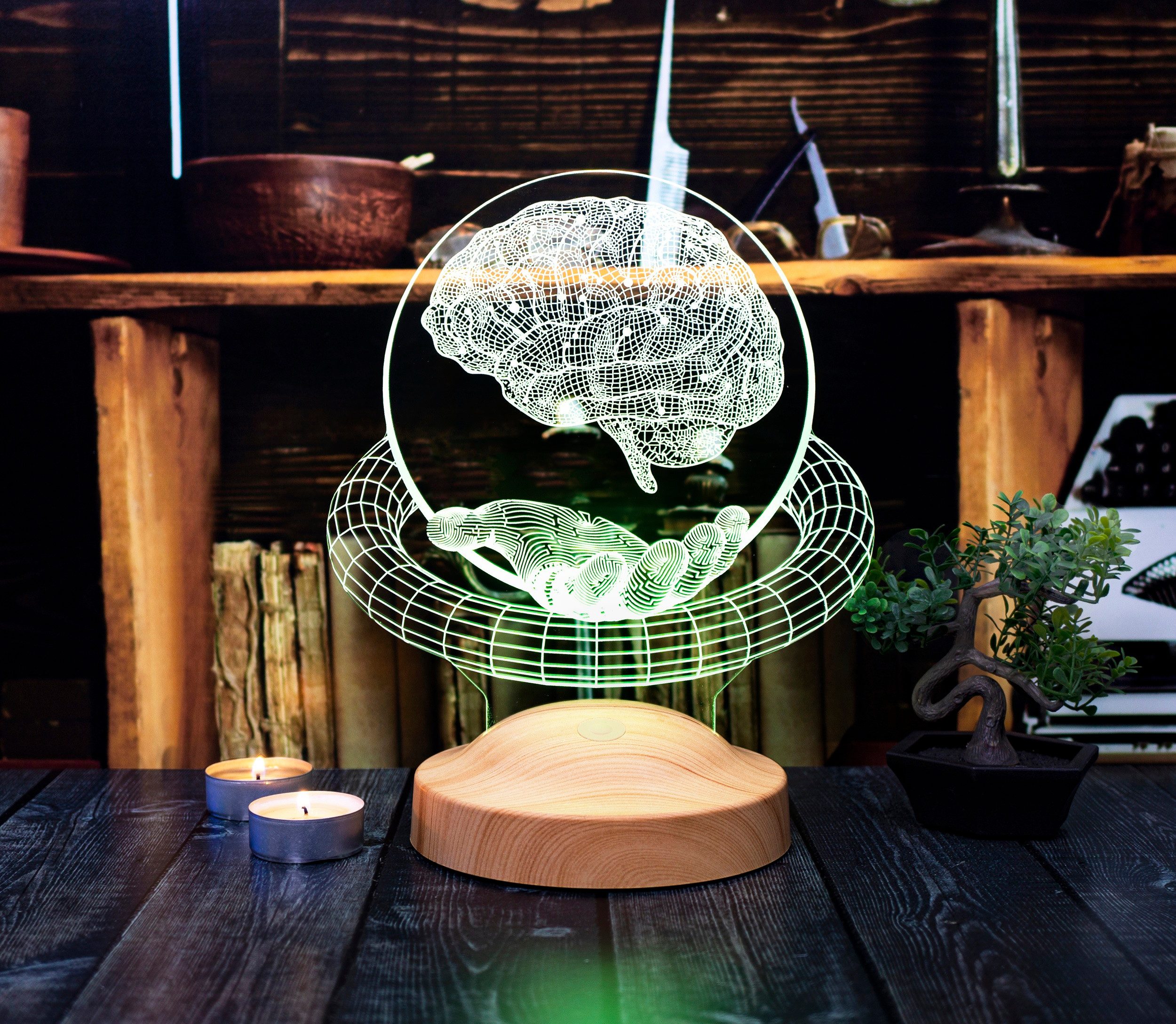 Geschenkelampe LED Nachttischlampe Gehirn-Hand 3D Geschenk für Neurologe / Gehirnchirurg, LED fest integriert, Geschenk für Berufseinstieg, Arzten