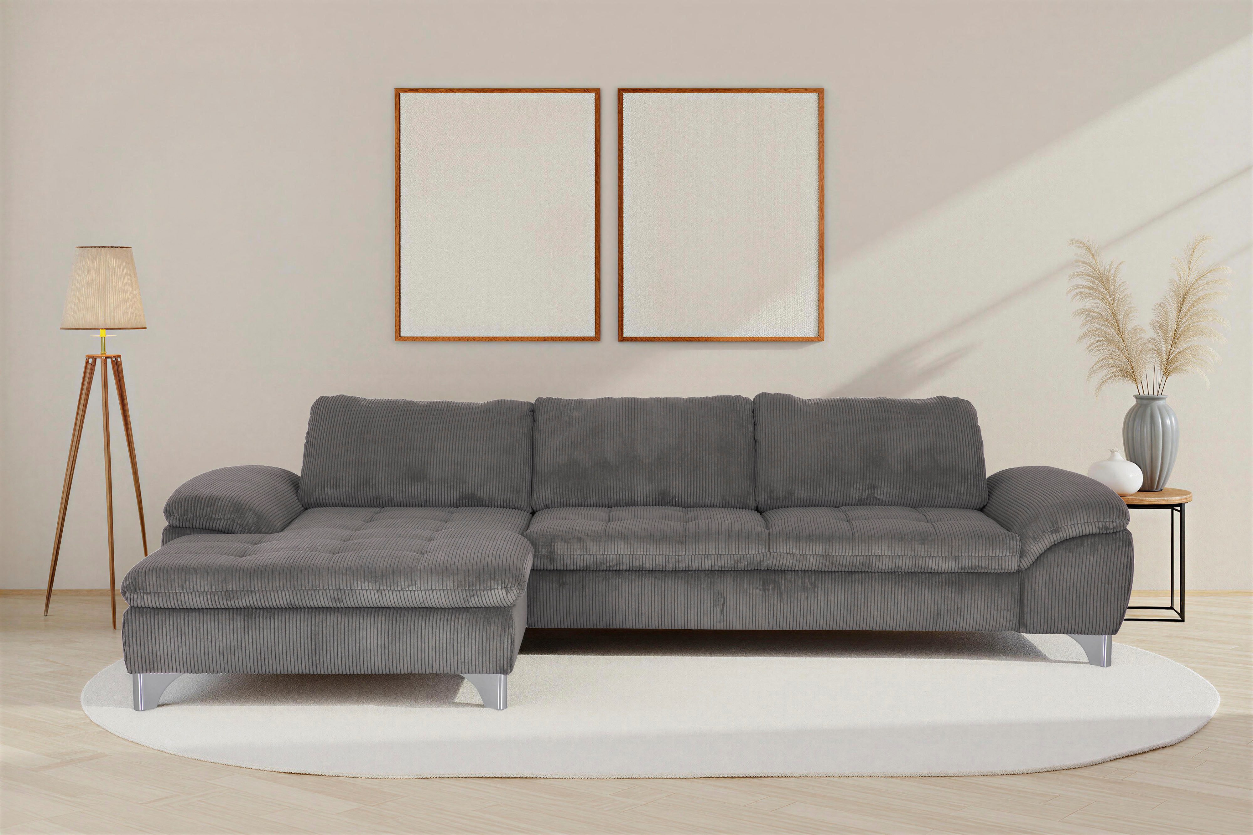 Die PlanBar Ecksofa Recamiere MP-IN14007 L-Form, Breite 318 cm, wahlweise mit Schlaffunktion und verstellbaren Kopfstützen