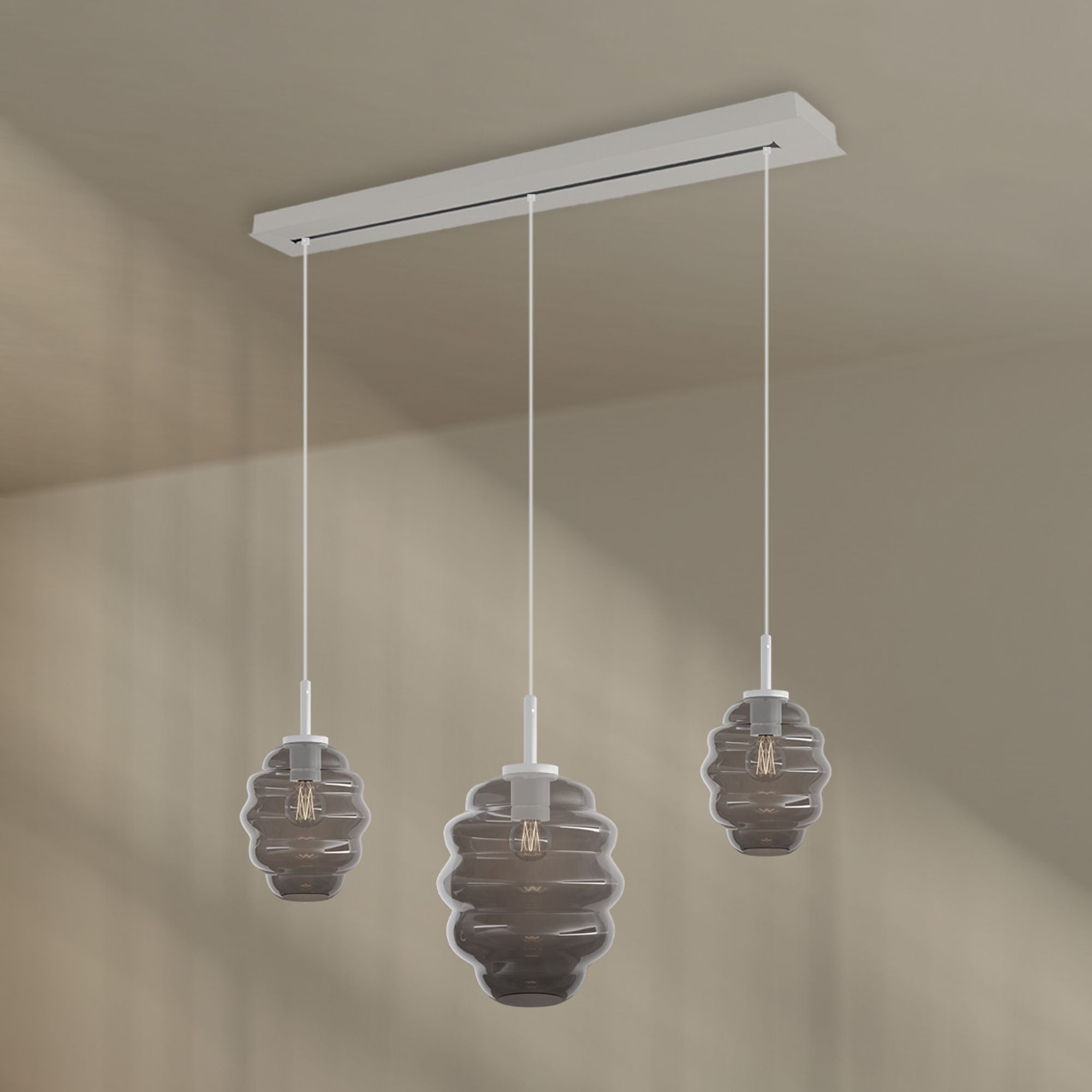 s.luce Pendelleuchte Echos Esstisch-Hängelampe 3-flg Ø 18/25cm Rauch